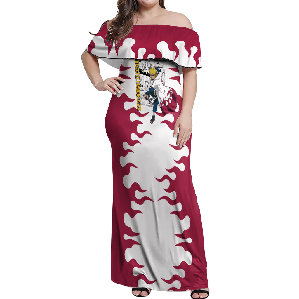 Minato Namikaze - Naruto Off Shoulder Maxi Dress Anime Mix Manga Style