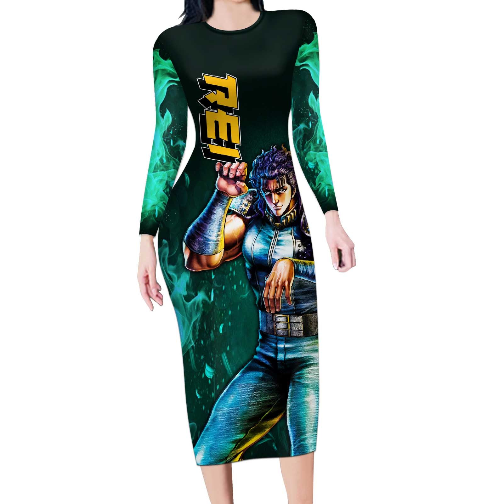 Rei - Fist Of The North Star Long Sleeve Bodycon Dress Anime Mix Manga Style