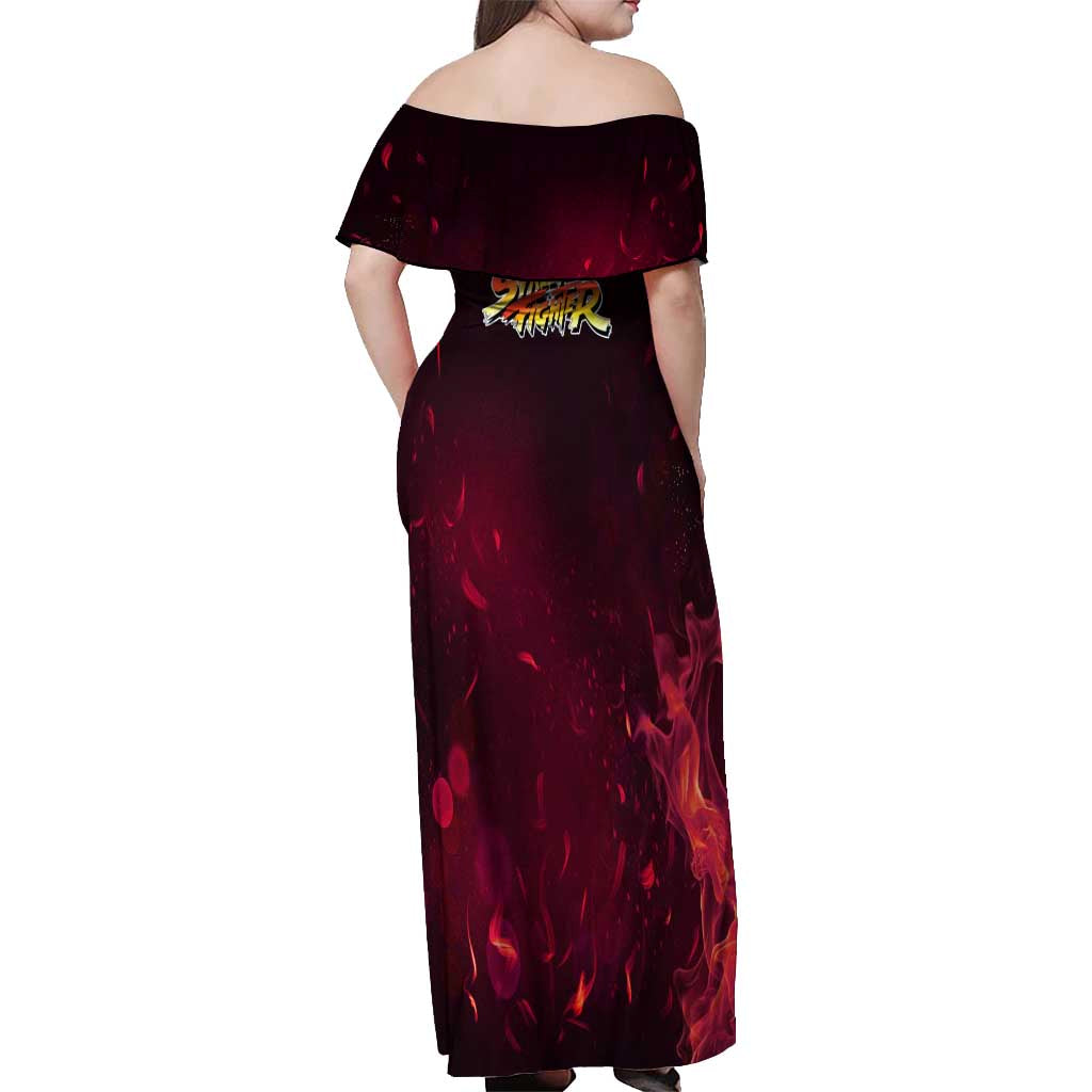 Ryu - Street Fighter Off Shoulder Maxi Dress Anime Style