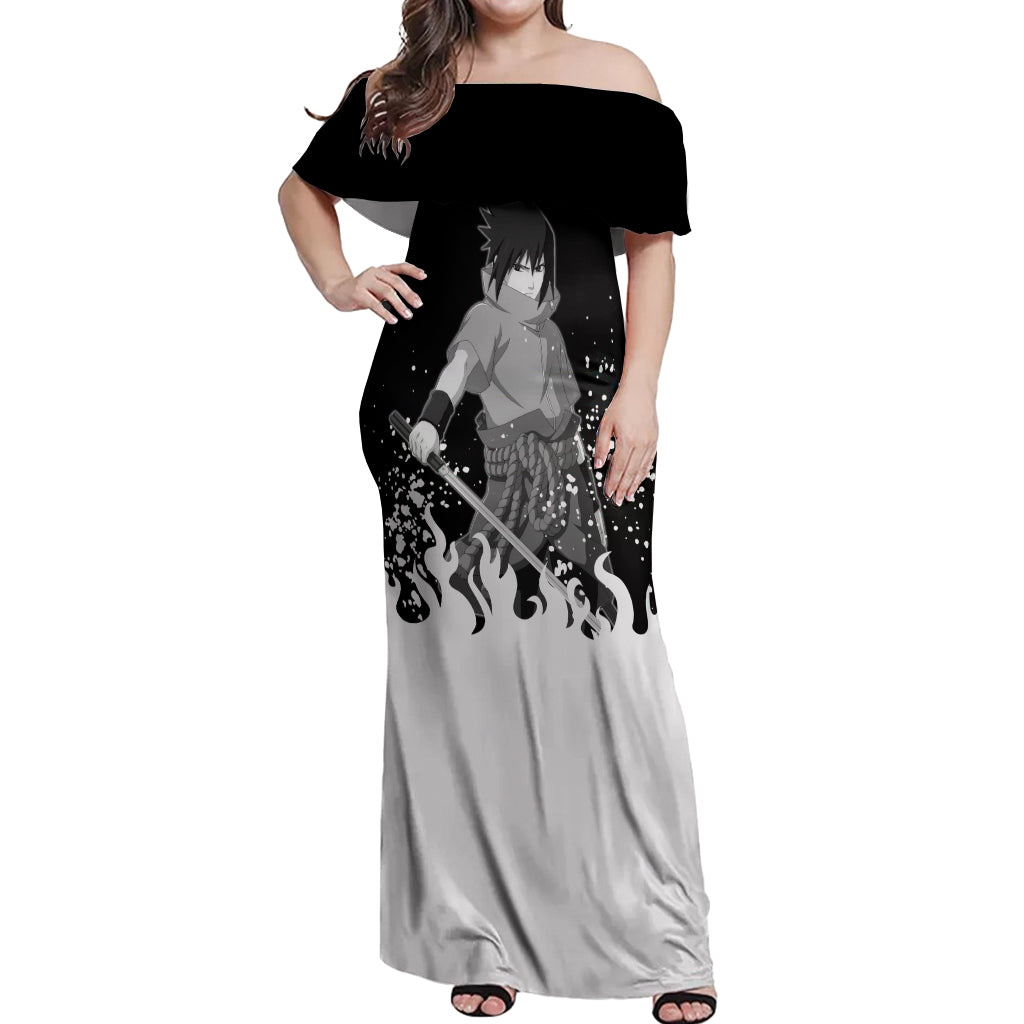 Sasuke Uchiha Off Shoulder Maxi Dress Naruto