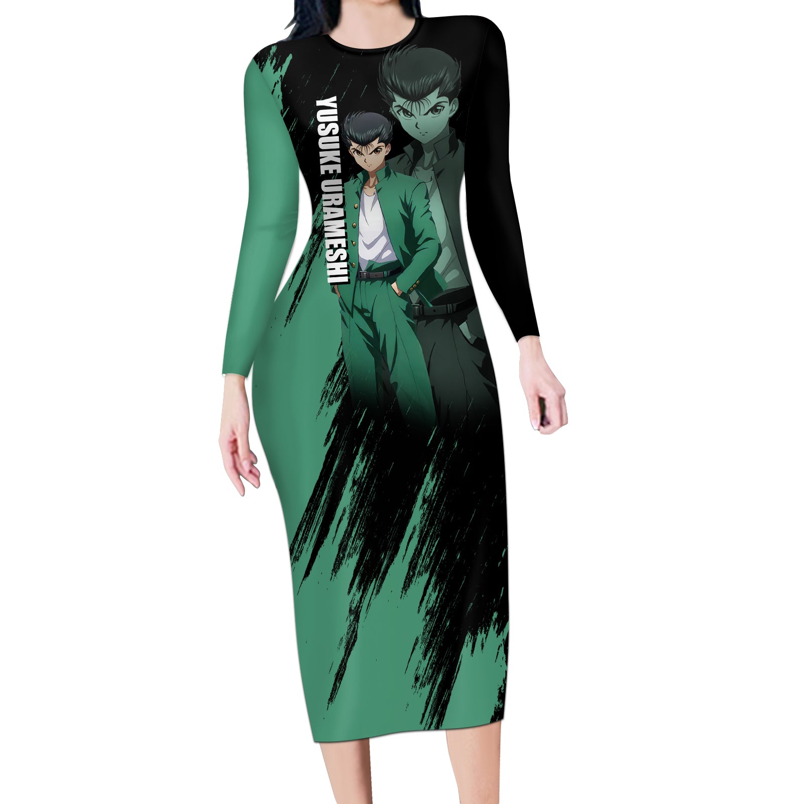 Yusuke Urameshi Long Sleeve Bodycon Dress Yu Yu Hakusho Anime Style
