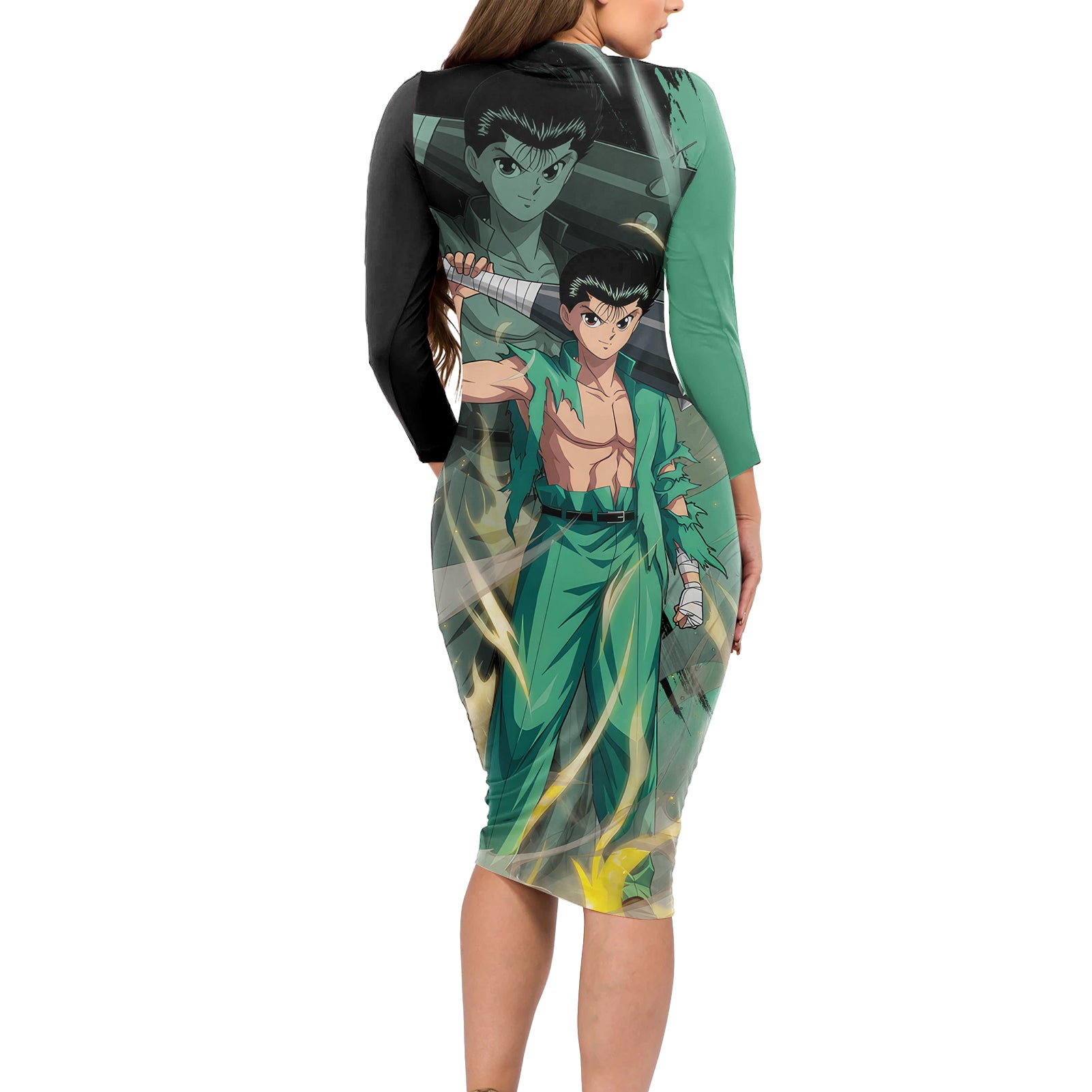 Yusuke Urameshi Long Sleeve Bodycon Dress Yu Yu Hakusho Anime Style
