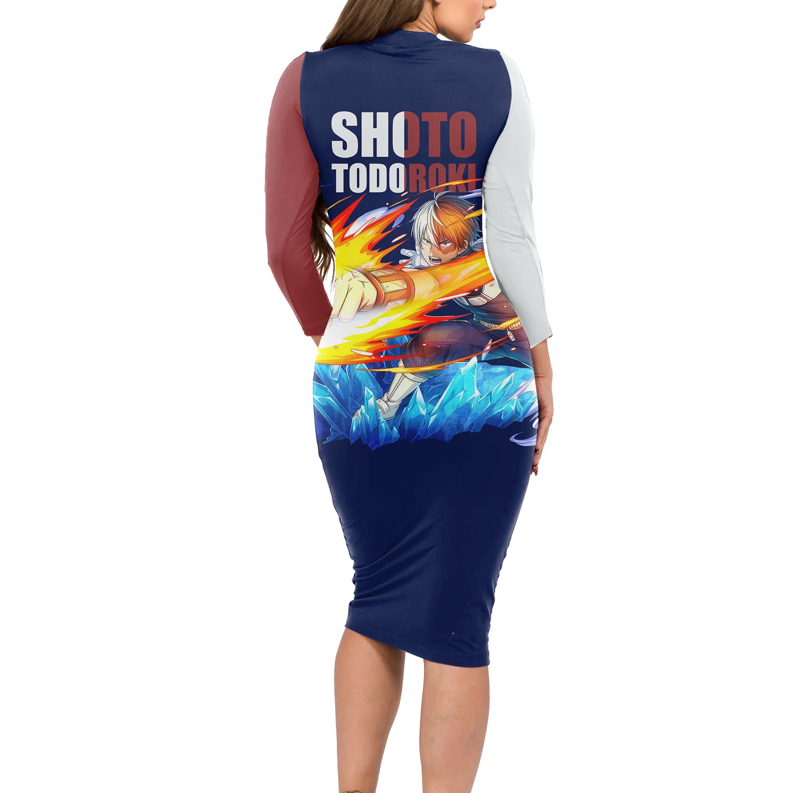 Shoto Todoroki Long Sleeve Bodycon Dress My Hero Academia