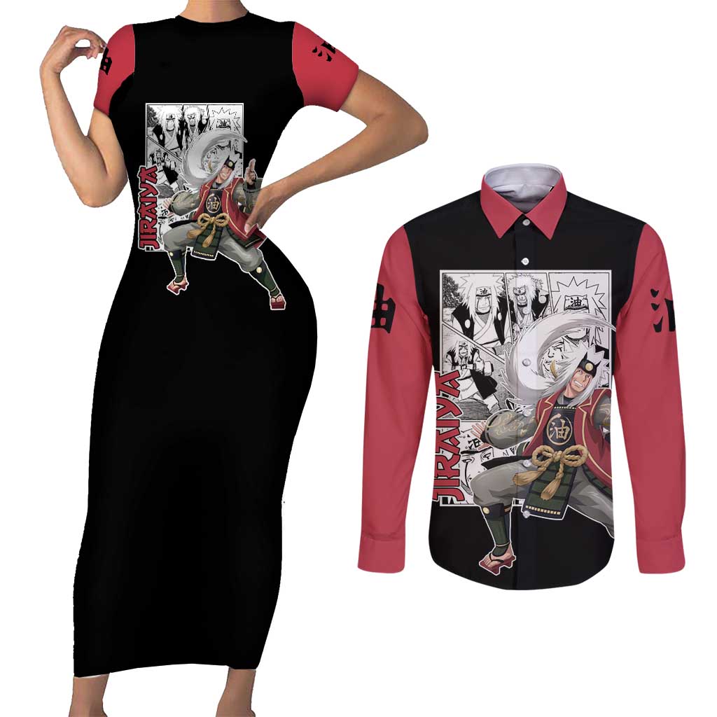 Jiraiya - Naruto Couples Matching Short Sleeve Bodycon Dress and Long Sleeve Button Shirt Anime Mix Manga Style