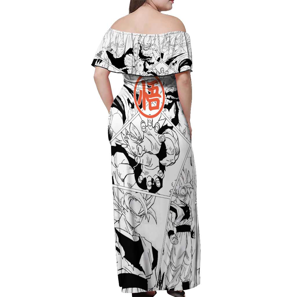 Goku Super Saiyan 2 - Dragon Ball Off Shoulder Maxi Dress Anime Mix Manga Style