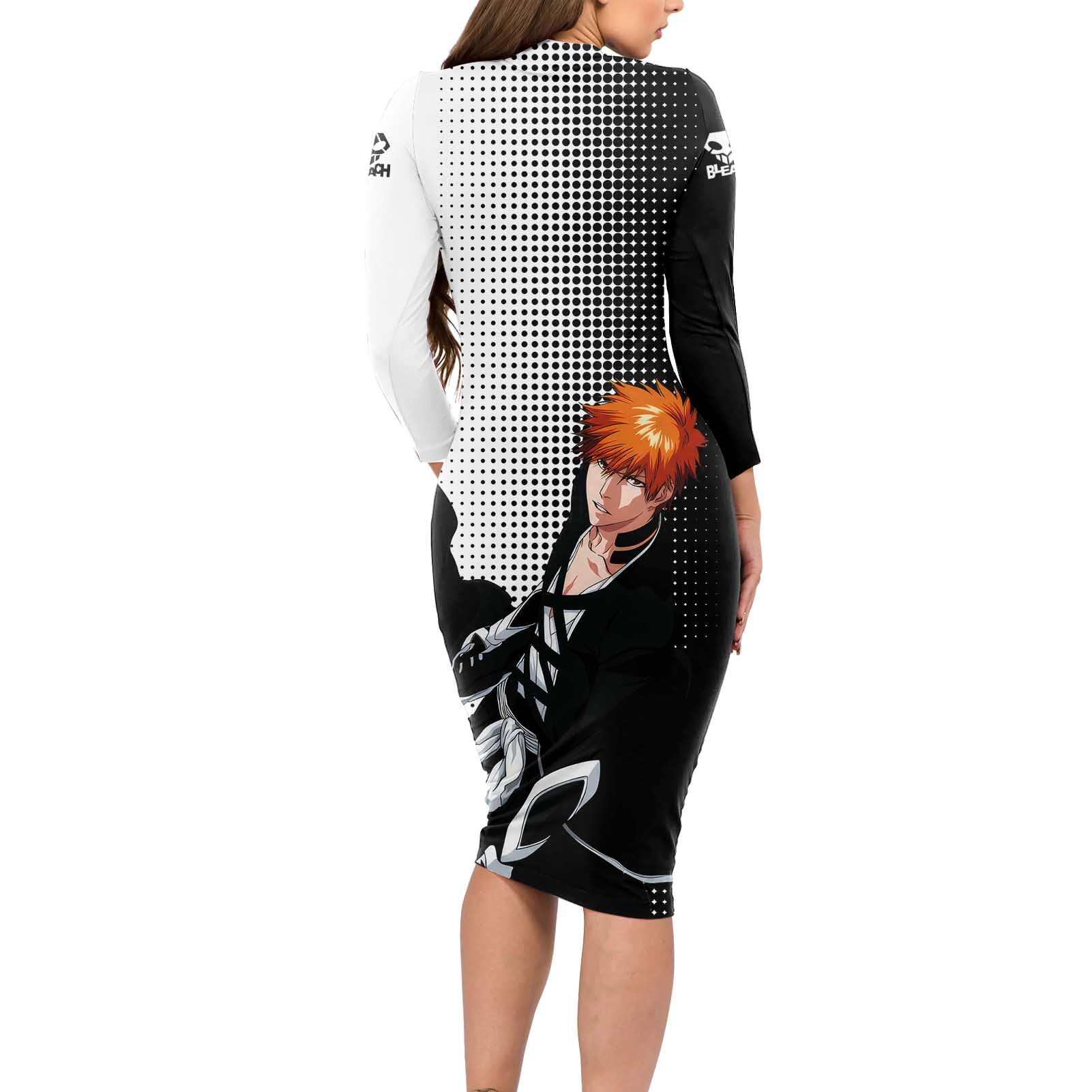 Ichigo - Bleach Long Sleeve Bodycon Dress Anime Mix Manga Style