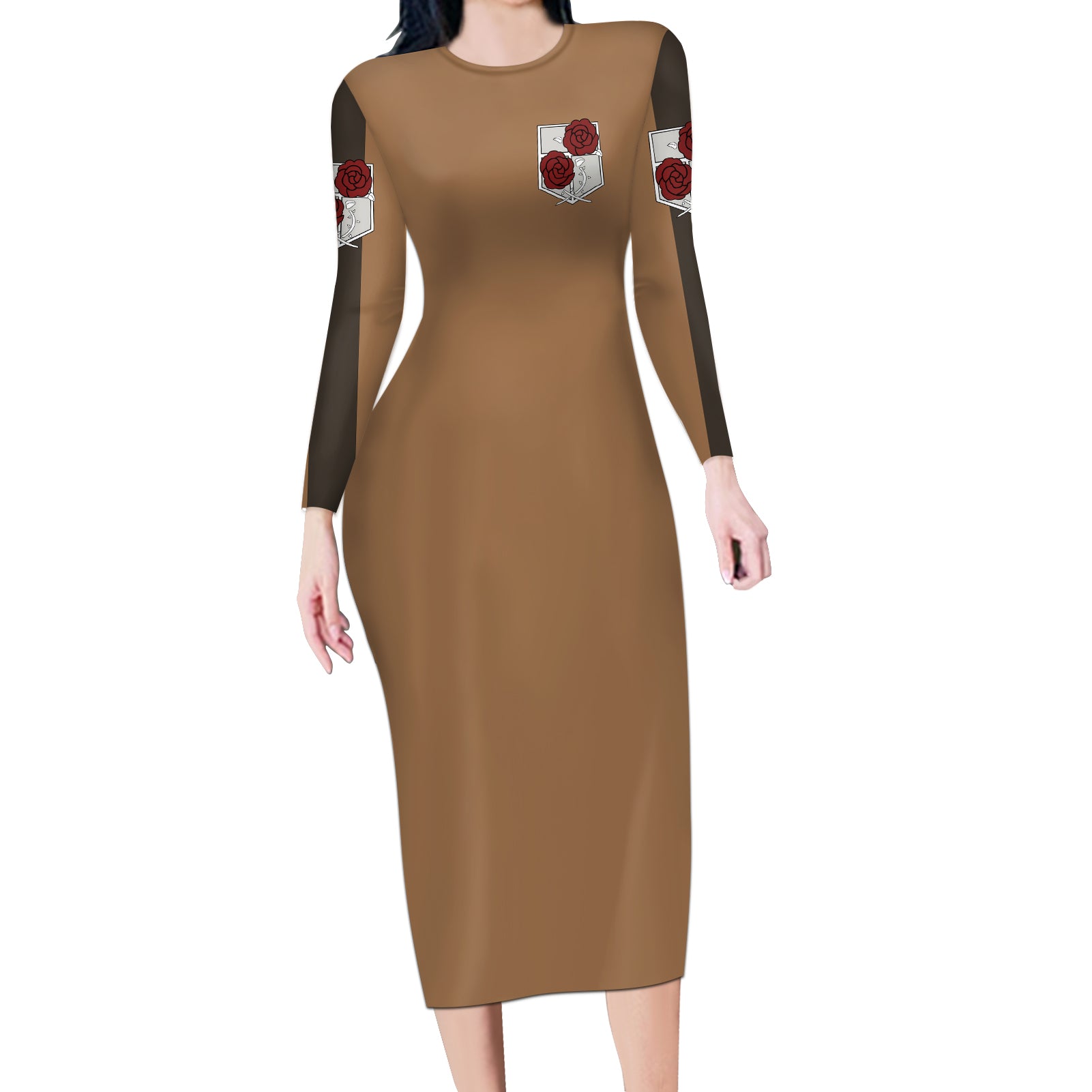 Stationary Guard Long Sleeve Bodycon Dress Attack On Tittan Anime Style