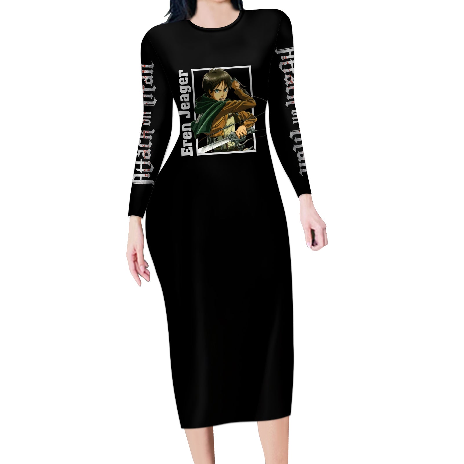 Eren Jeager Long Sleeve Bodycon Dress Attack On Tittan Anime Style