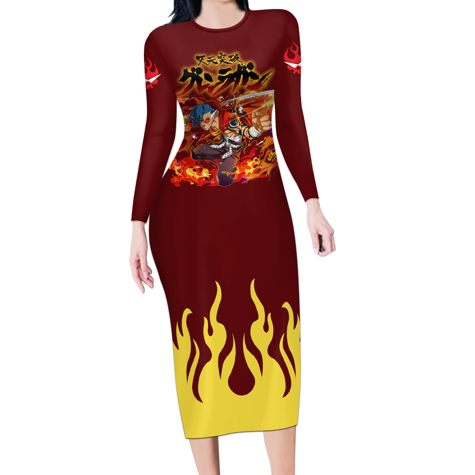 Kamina Long Sleeve Bodycon Dress Tengen Toppa Gurren Lagann