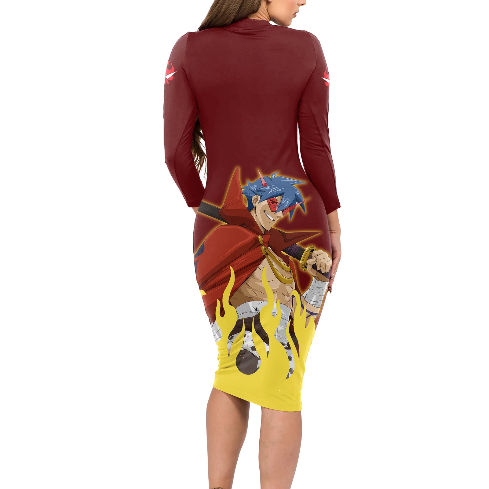 Kamina Long Sleeve Bodycon Dress Tengen Toppa Gurren Lagann