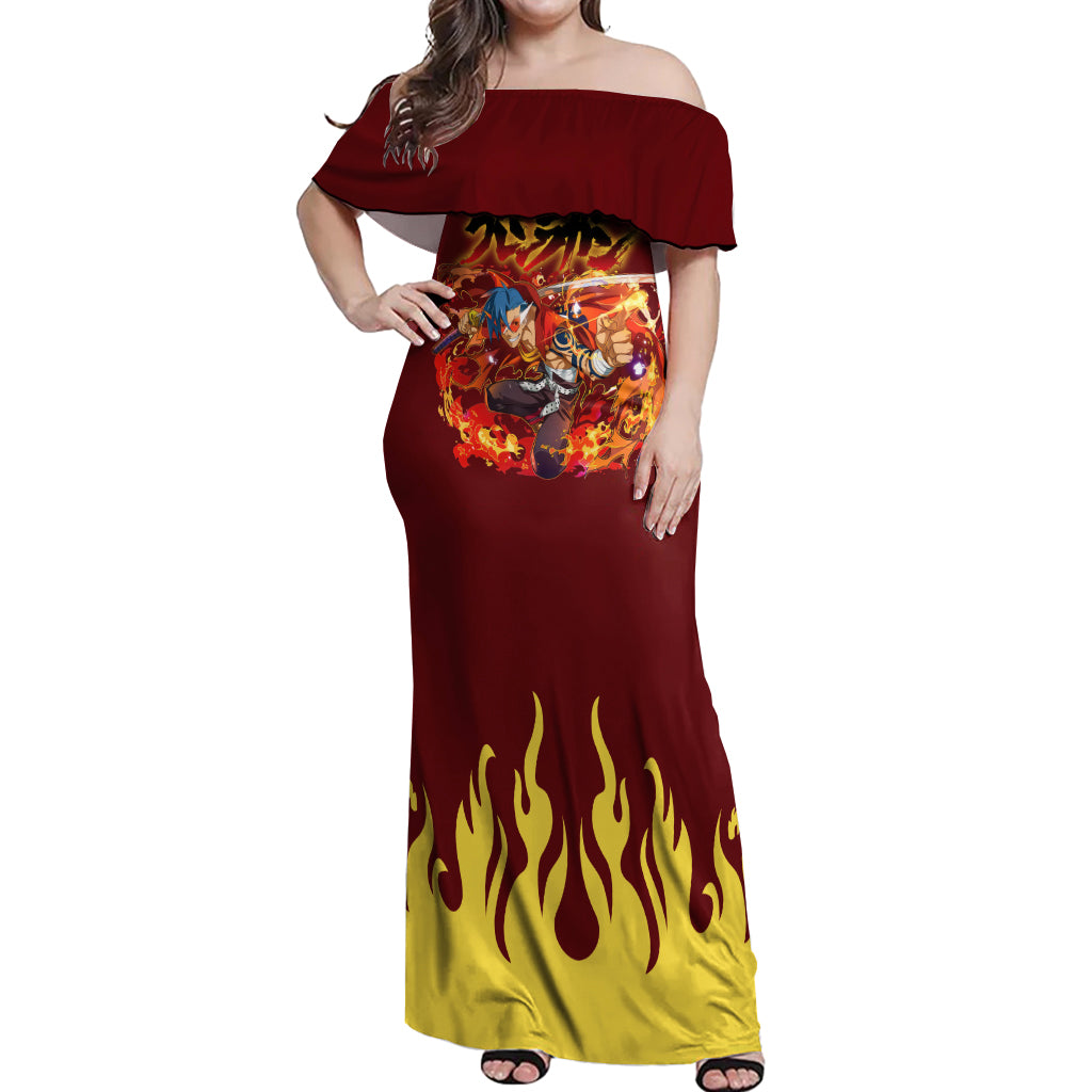 Kamina Off Shoulder Maxi Dress Tengen Toppa Gurren Lagann
