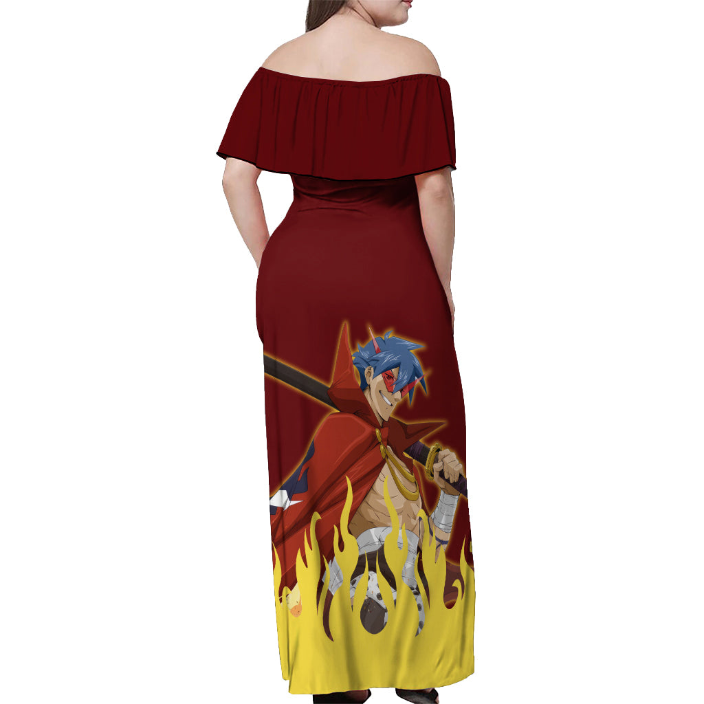 Kamina Off Shoulder Maxi Dress Tengen Toppa Gurren Lagann