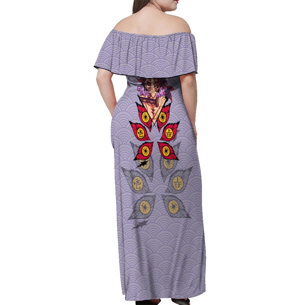 Kokushibo - Demons Slayer Off Shoulder Maxi Dress Anime Mix Japan Pattern Style