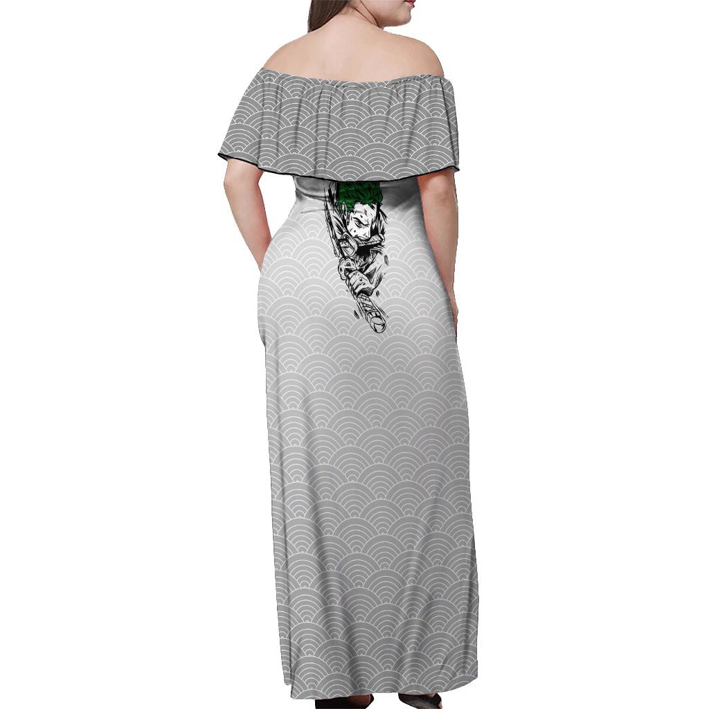 Roronoa Zoro - One Piece Off Shoulder Maxi Dress Anime Mix Japan Pattern Style
