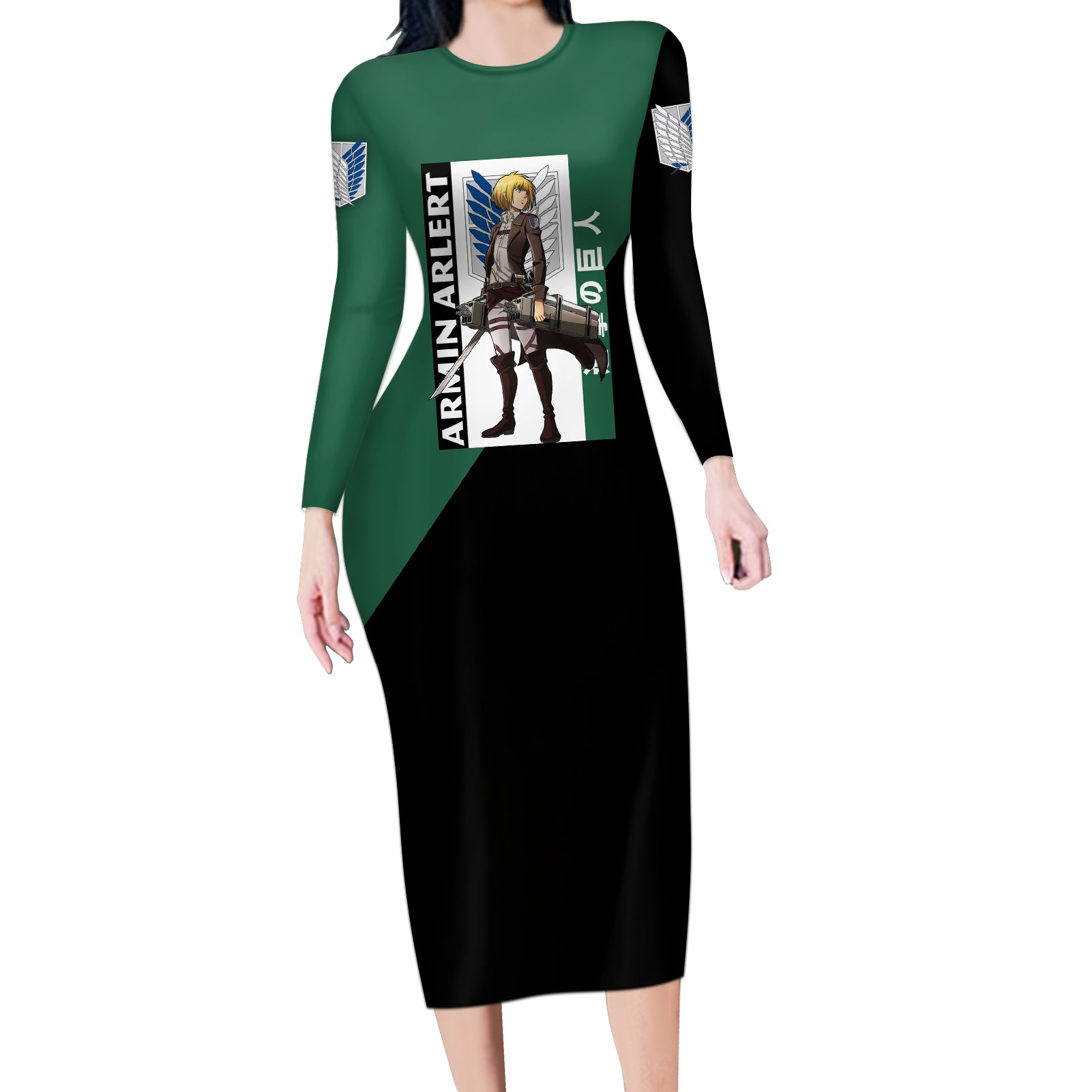 Armin Arlert Long Sleeve Bodycon Dress Attack On Titan Anime Style
