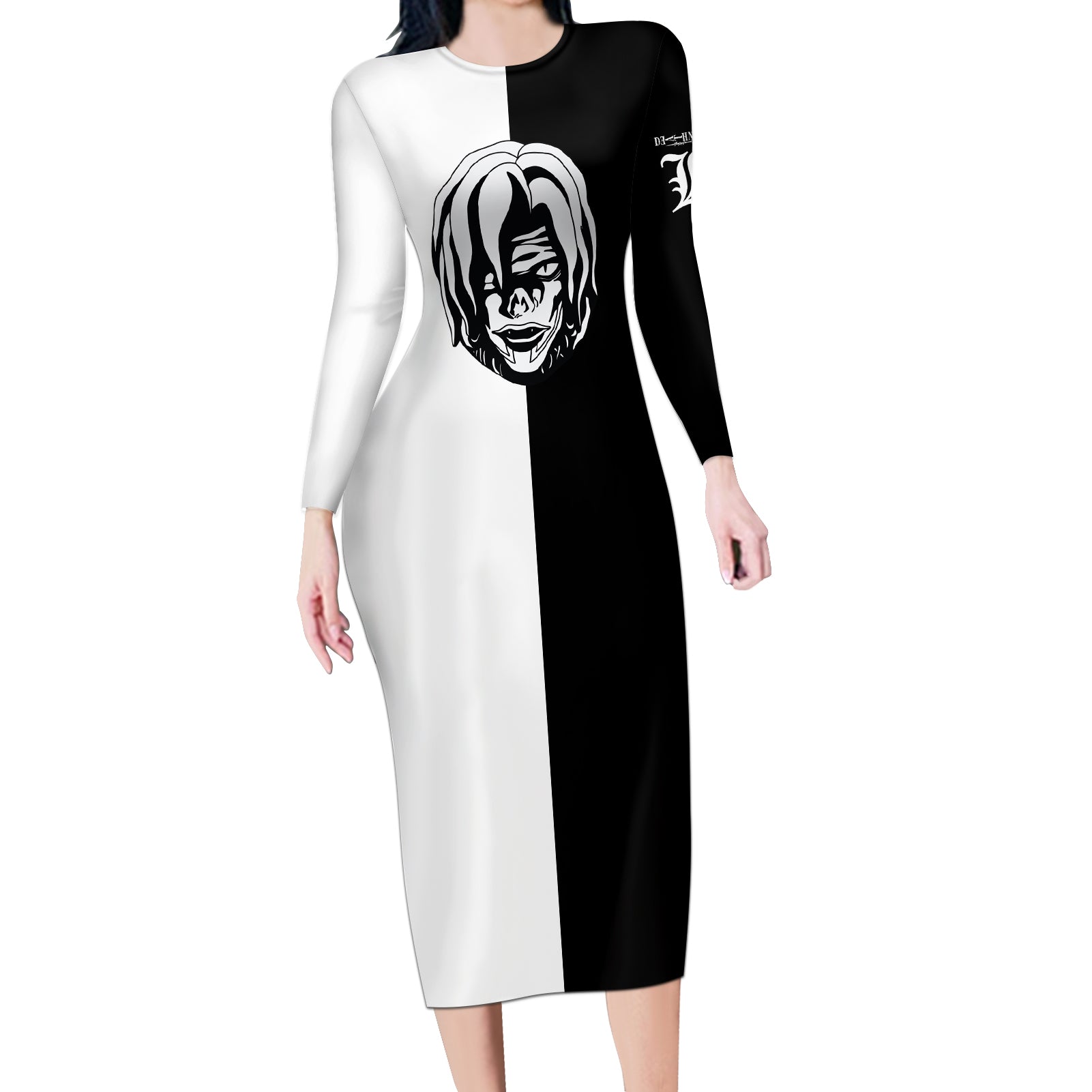 Rem Long Sleeve Bodycon Dress Death Note Anime Style
