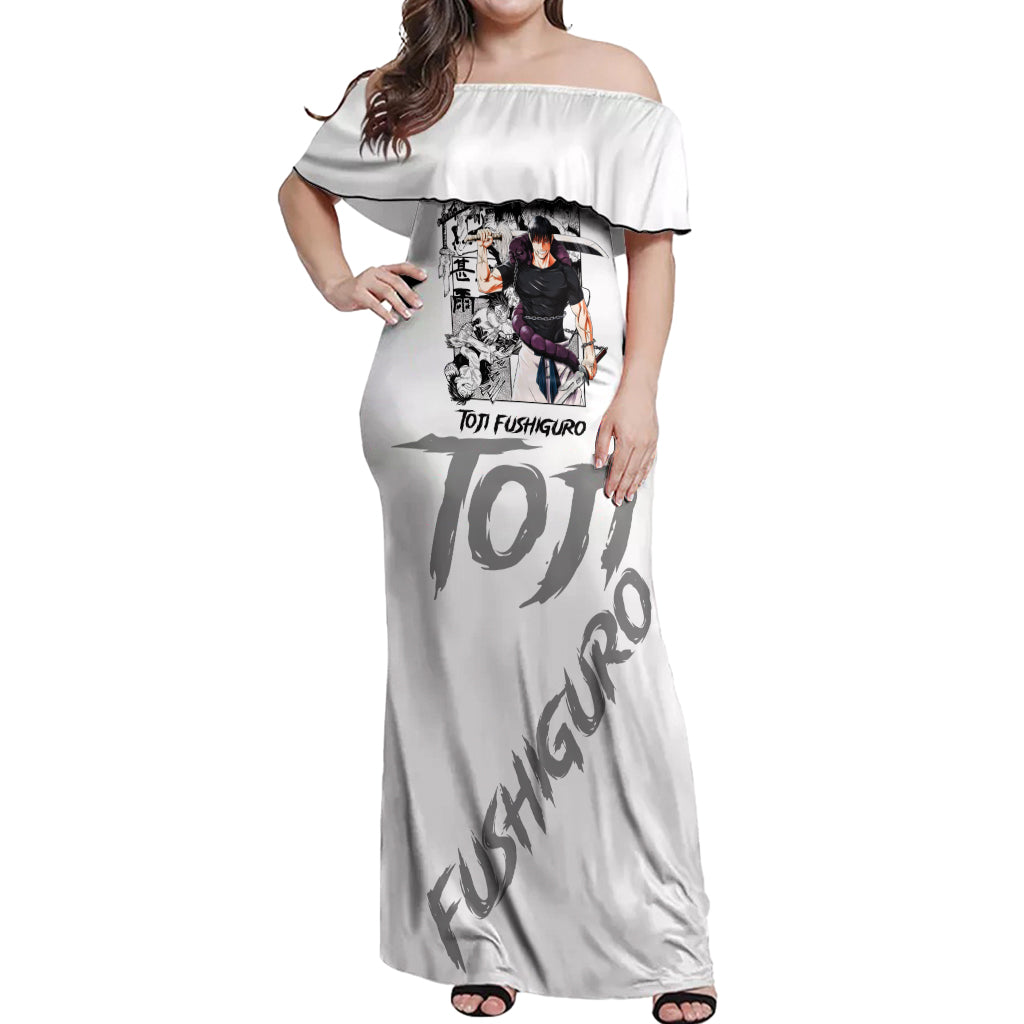 Toji Fushiguro - Jujutsu Kaisen Off Shoulder Maxi Dress Anime Mix Manga Style
