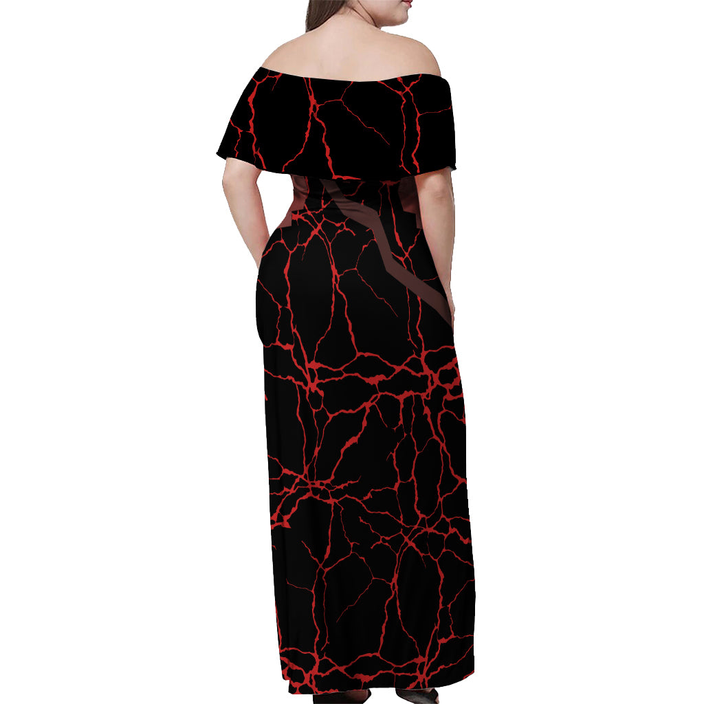 Eijirou Red Riot - My Hero Acacdemia Off Shoulder Maxi Dress Anime Style