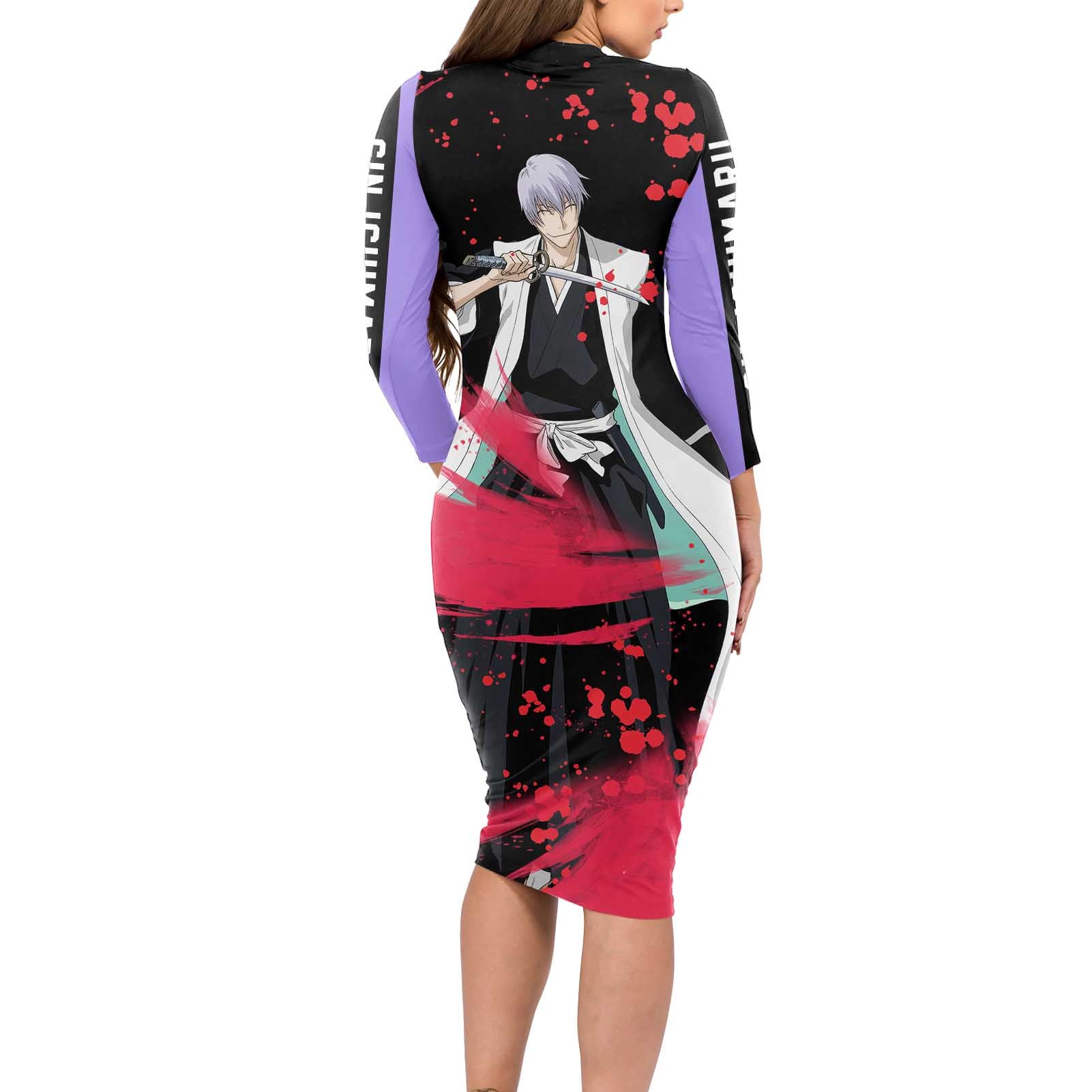 Gin Ichimaru - Bleach Long Sleeve Bodycon Dress Anime Style