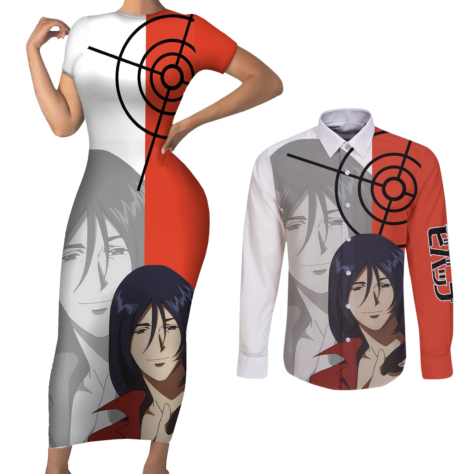 Grencia Mars Elijah Guo Eckener Cowboy Bebop Couples Matching Short Sleeve Bodycon Dress and Long Sleeve Button Shirt Anime Style