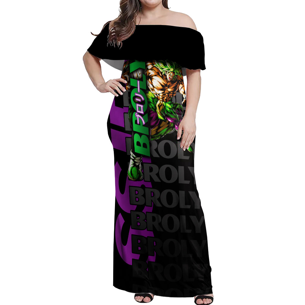 Super Saijan Broly - Dragon Ball Off Shoulder Maxi Dress Anime Mix Pattern Style