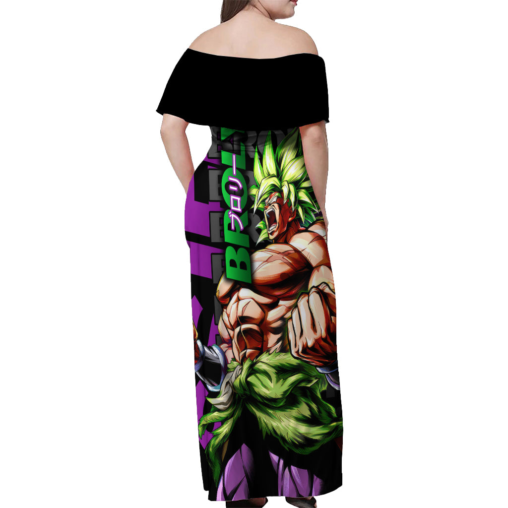 Super Saijan Broly - Dragon Ball Off Shoulder Maxi Dress Anime Mix Pattern Style