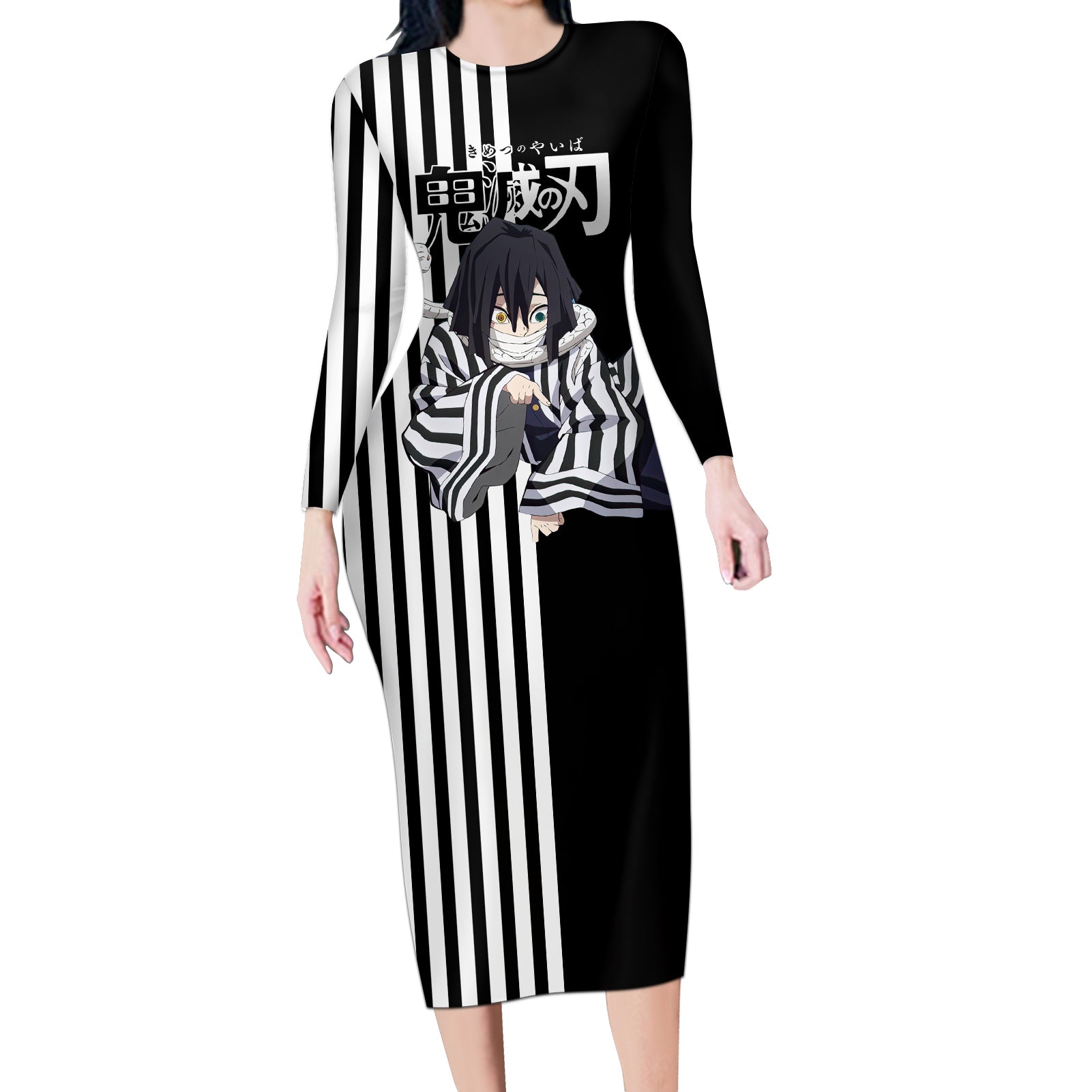 Obanai Iguro Long Sleeve Bodycon Dress Demon Slayer