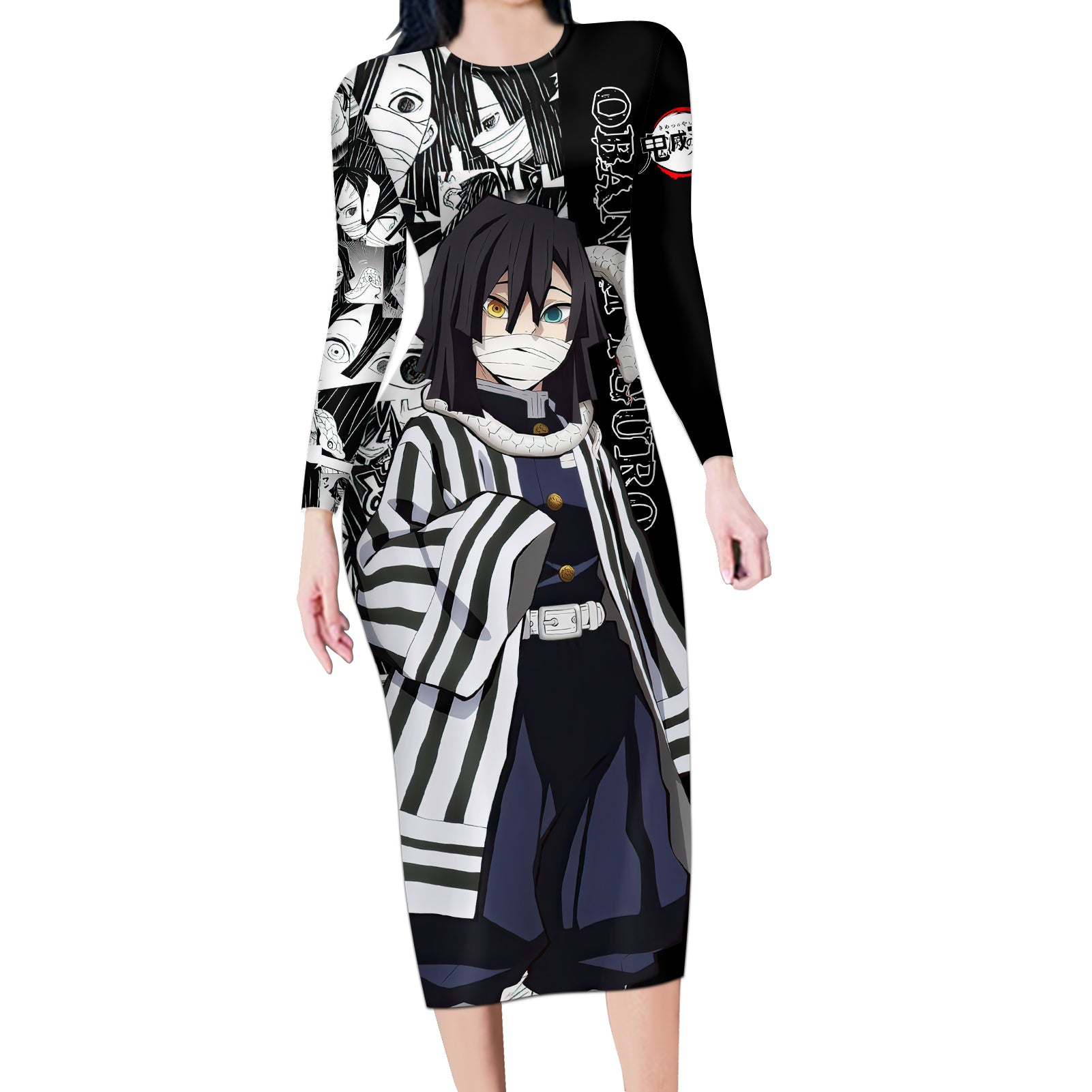 Obanai Iguro Long Sleeve Bodycon Dress Demon Slayer