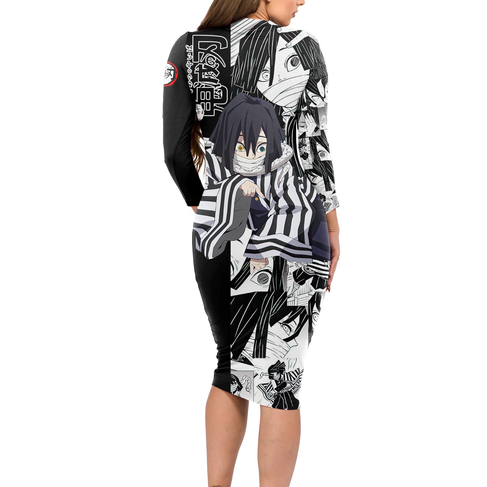 Obanai Iguro Long Sleeve Bodycon Dress Demon Slayer