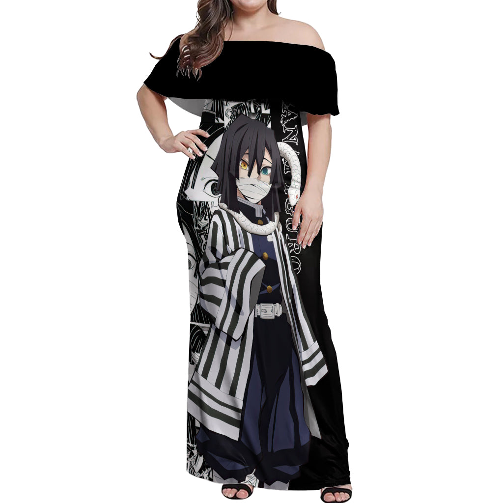 Obanai Iguro Off Shoulder Maxi Dress Demon Slayer