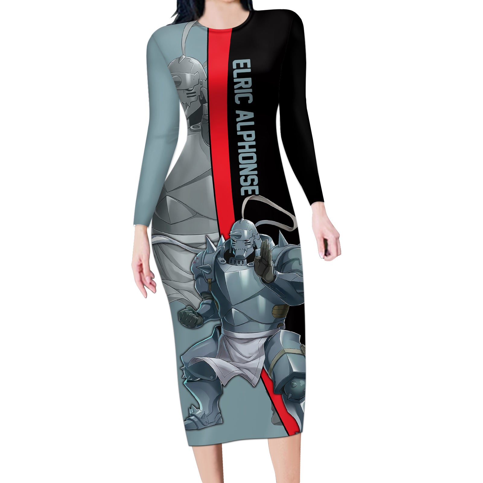 Elric Alphonse - Fullmetal Alchemist Long Sleeve Bodycon Dress Anime Style