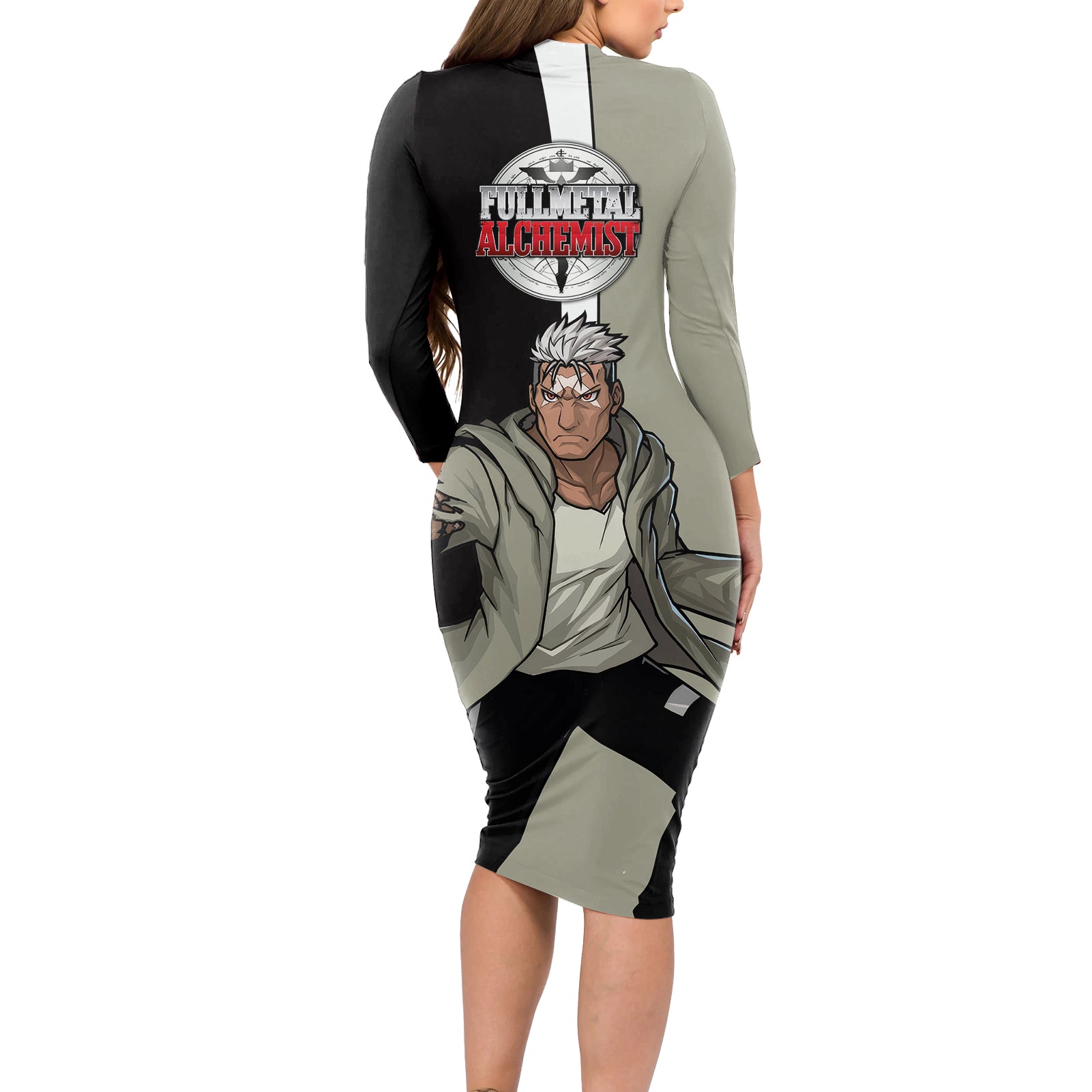 Scar - Fullmetal Alchemist Long Sleeve Bodycon Dress Manga Style