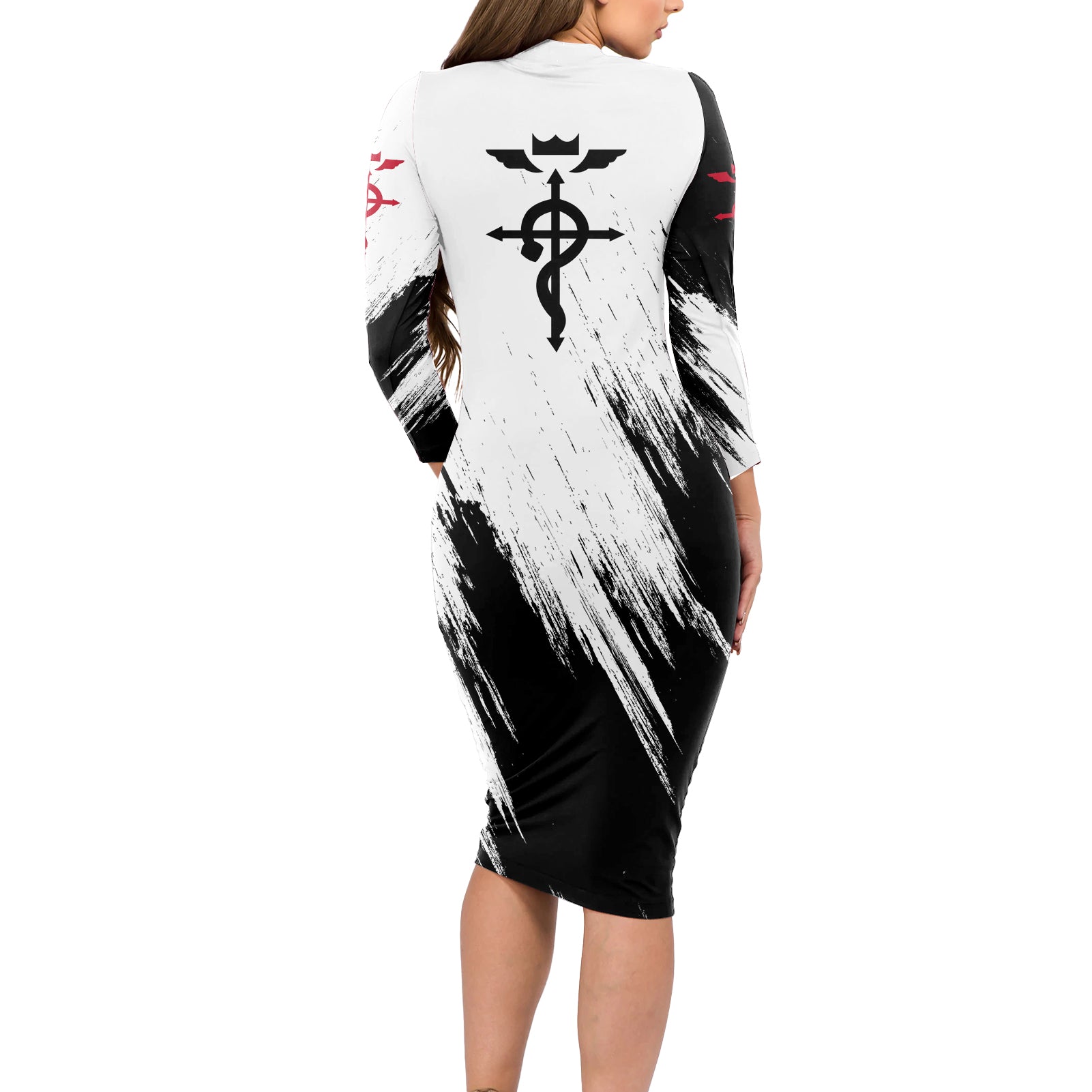Hohenheim Van - Fullmetal Alchemist Long Sleeve Bodycon Dress Anime Grunge Pattern Style