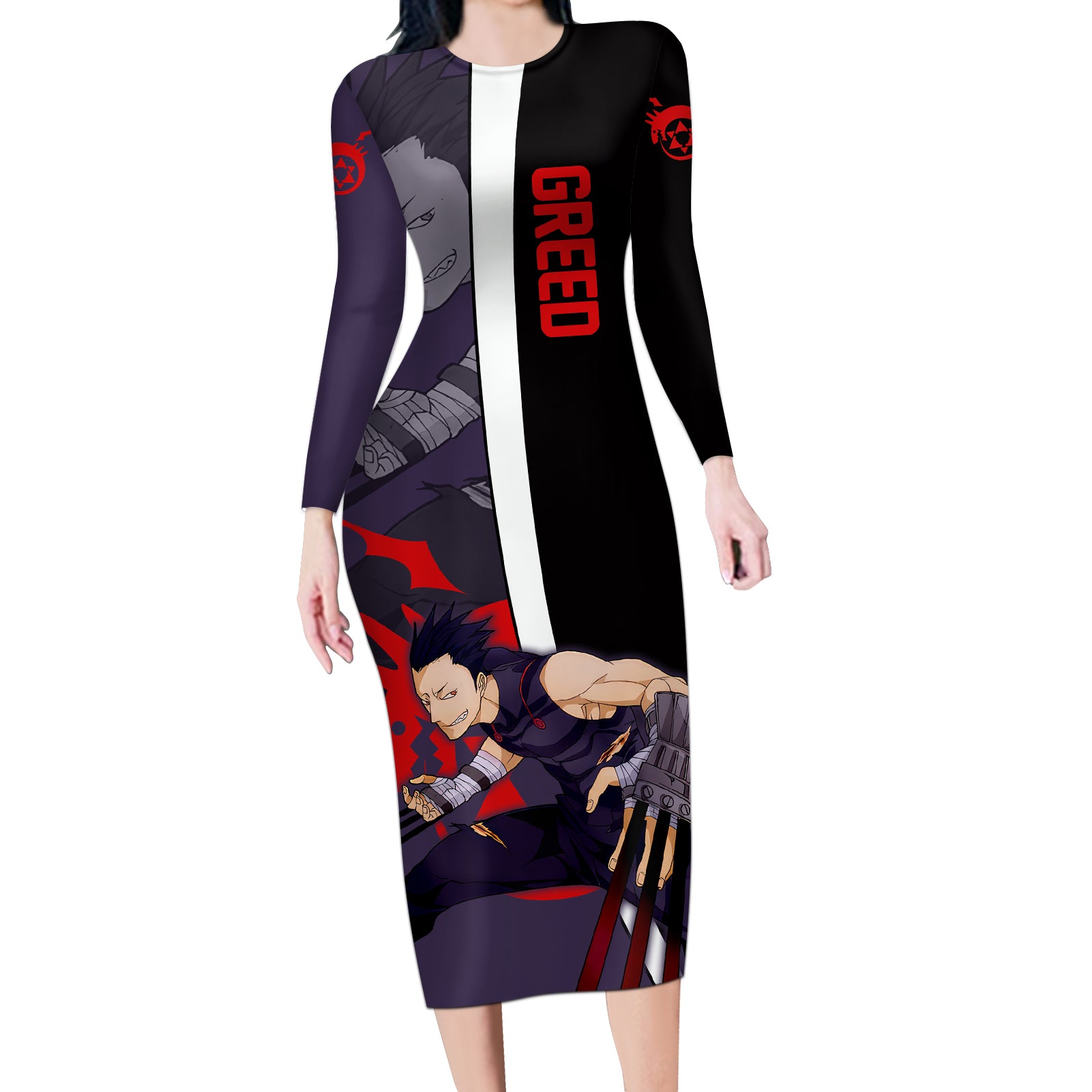 Greed - Fullmetal Alchemist Long Sleeve Bodycon Dress Anime Style