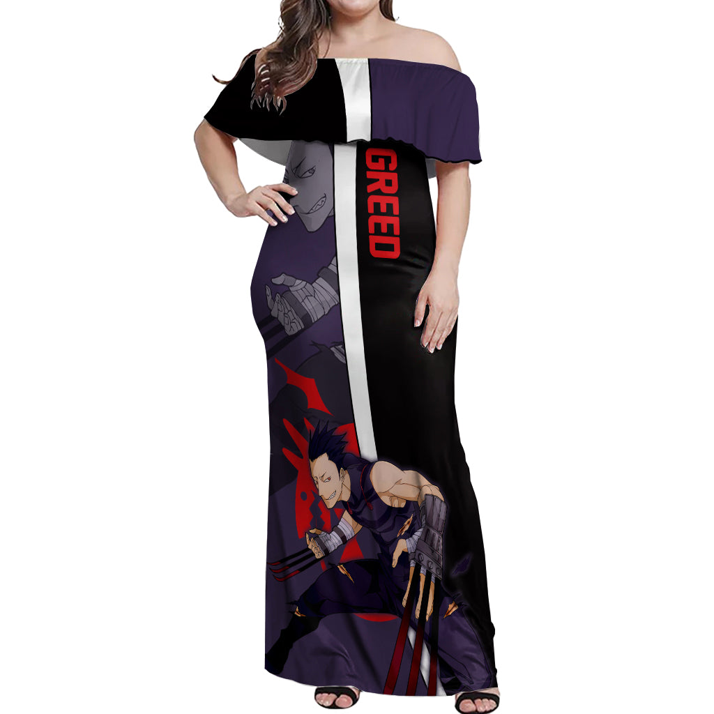 Greed - Fullmetal Alchemist Off Shoulder Maxi Dress Anime Style
