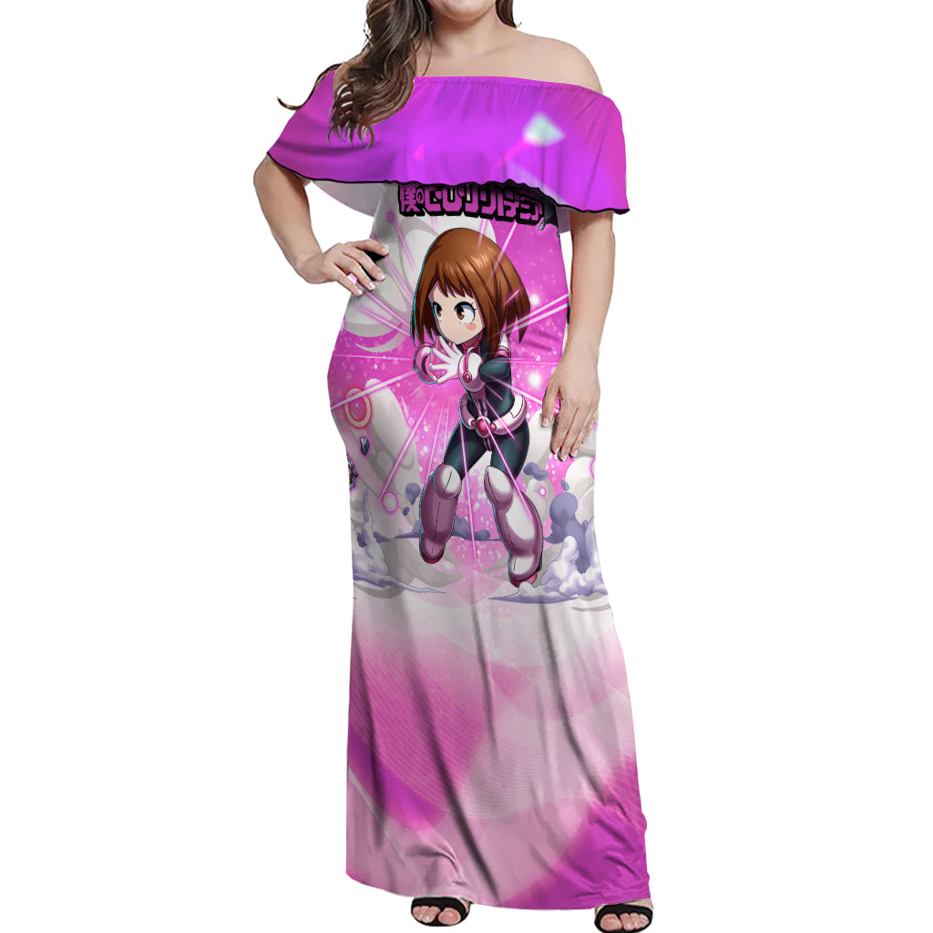 Ochako Uraraka Off Shoulder Maxi Dress Anime Style