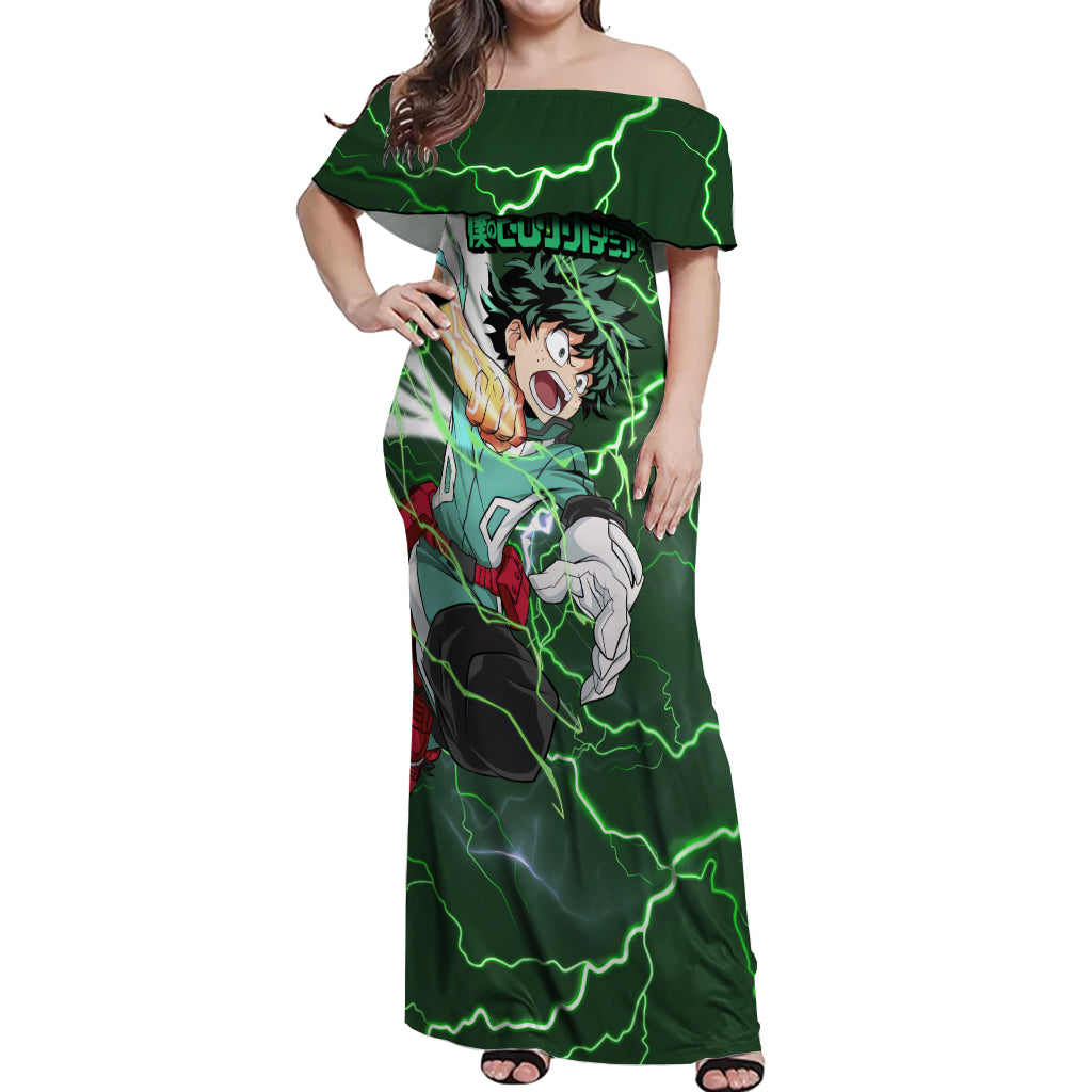 Izuku Midoriya Deku - My Hero Academia Off Shoulder Maxi Dress Anime Style