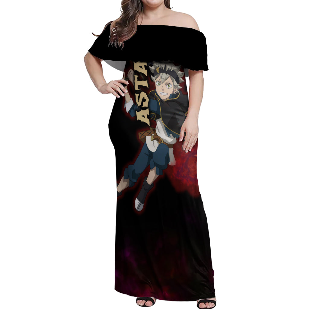 Black Bull Devil Asta - Anime Off Shoulder Maxi Dress Black Clover Anime