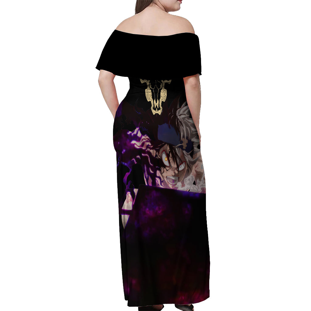 Black Bull Devil Asta - Anime Off Shoulder Maxi Dress Black Clover Anime