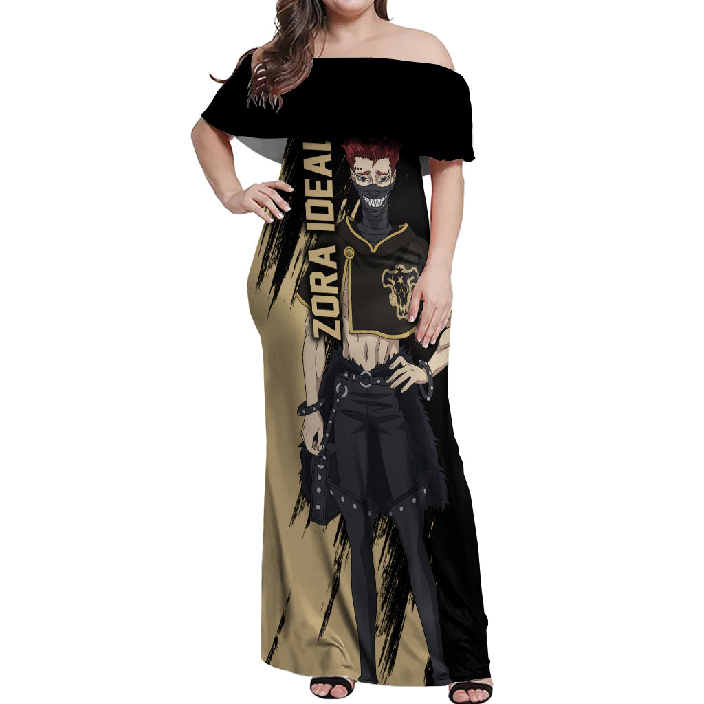 Black Bull Zora Ideale Off Shoulder Maxi Dress Black Clover Anime