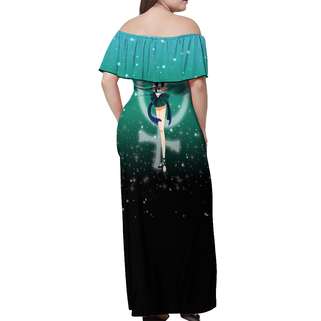 Michiru Kaioh Off Shoulder Maxi Dress Sailor Neptune Sailor Moon Anime