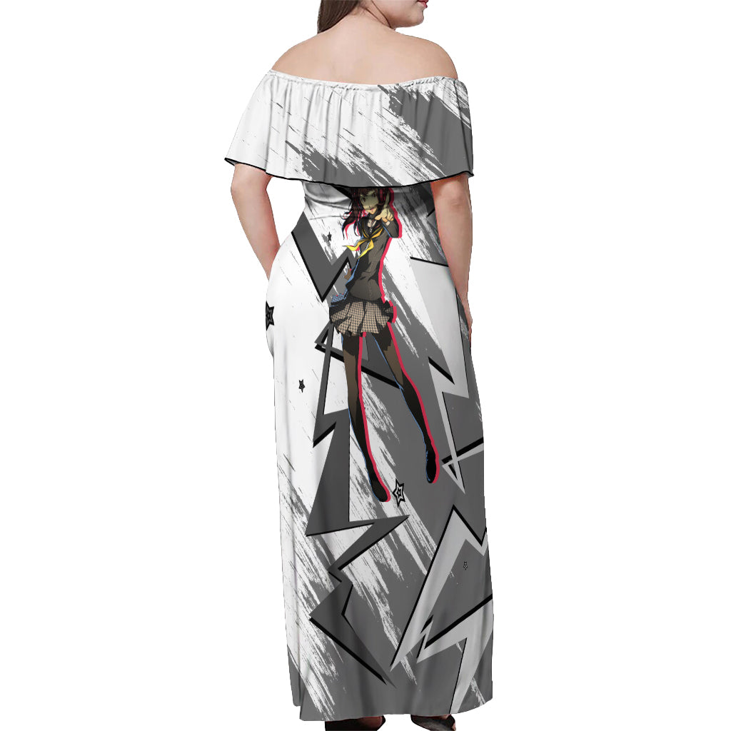 Rise Kujikawa Persona Off Shoulder Maxi Dress Anime Mix Polygon Cyber Style