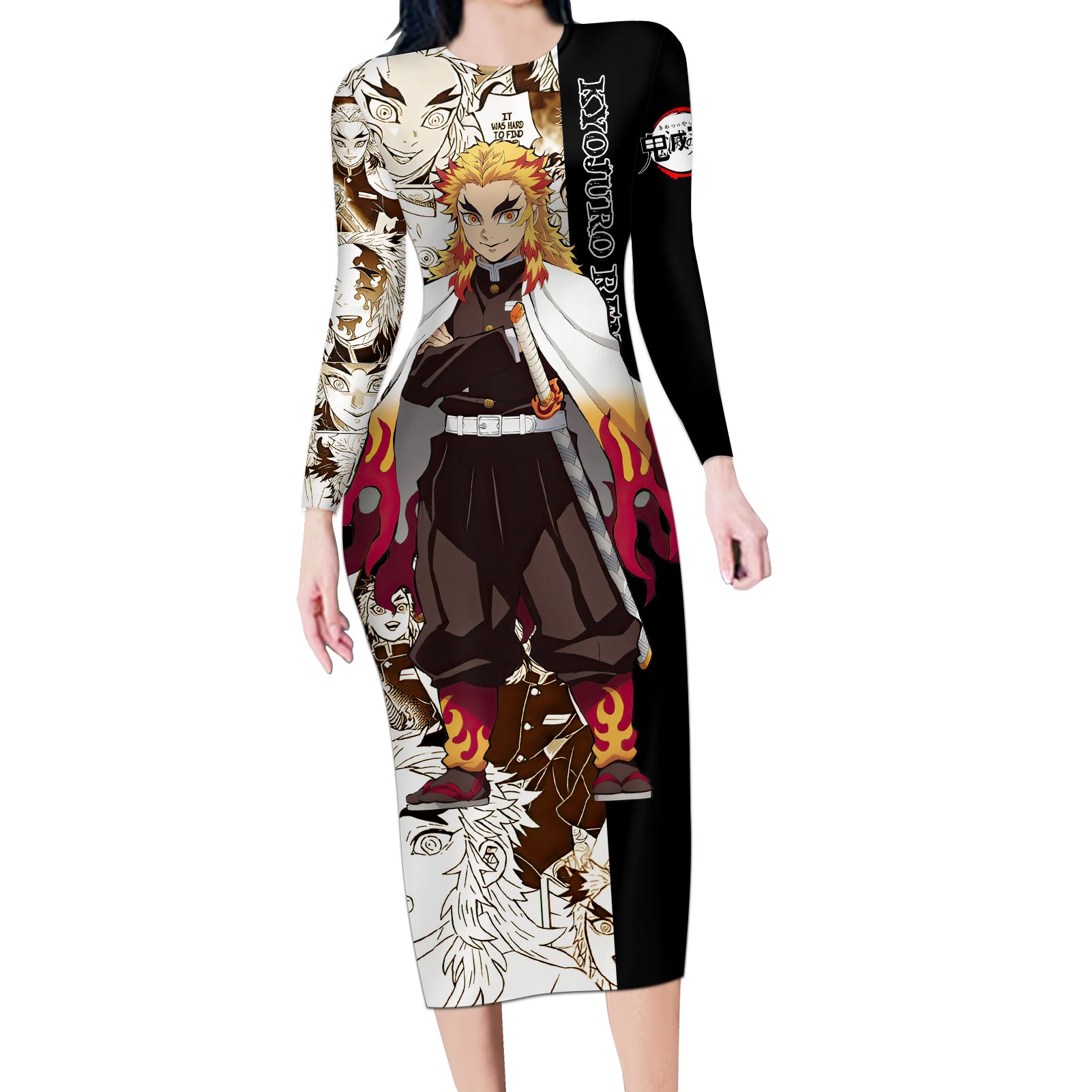 Kyojuro Rengoku Long Sleeve Bodycon Dress Demon Slayer