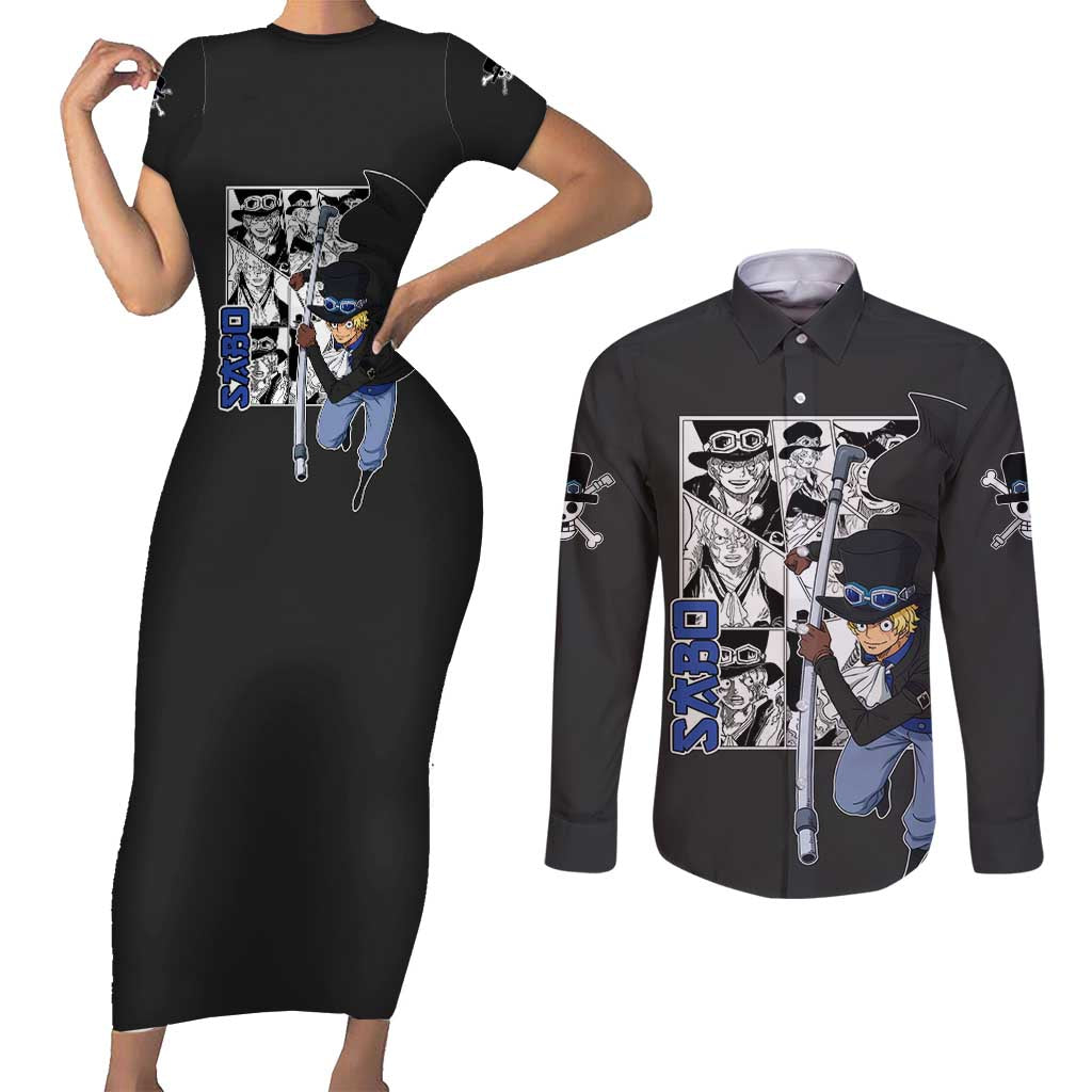 Sabo - One Piece Couples Matching Short Sleeve Bodycon Dress and Long Sleeve Button Shirt Anime Mix Manga Style