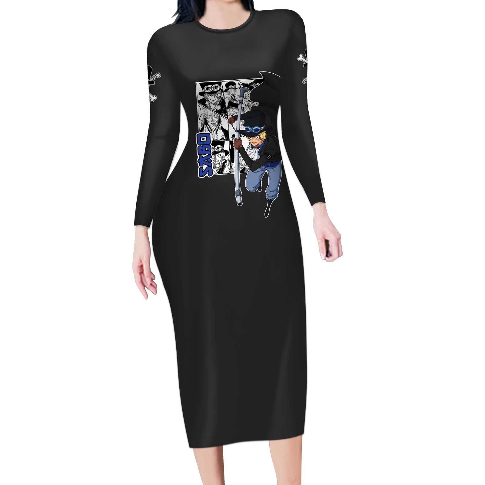 Sabo - One Piece Long Sleeve Bodycon Dress Anime Mix Manga Style