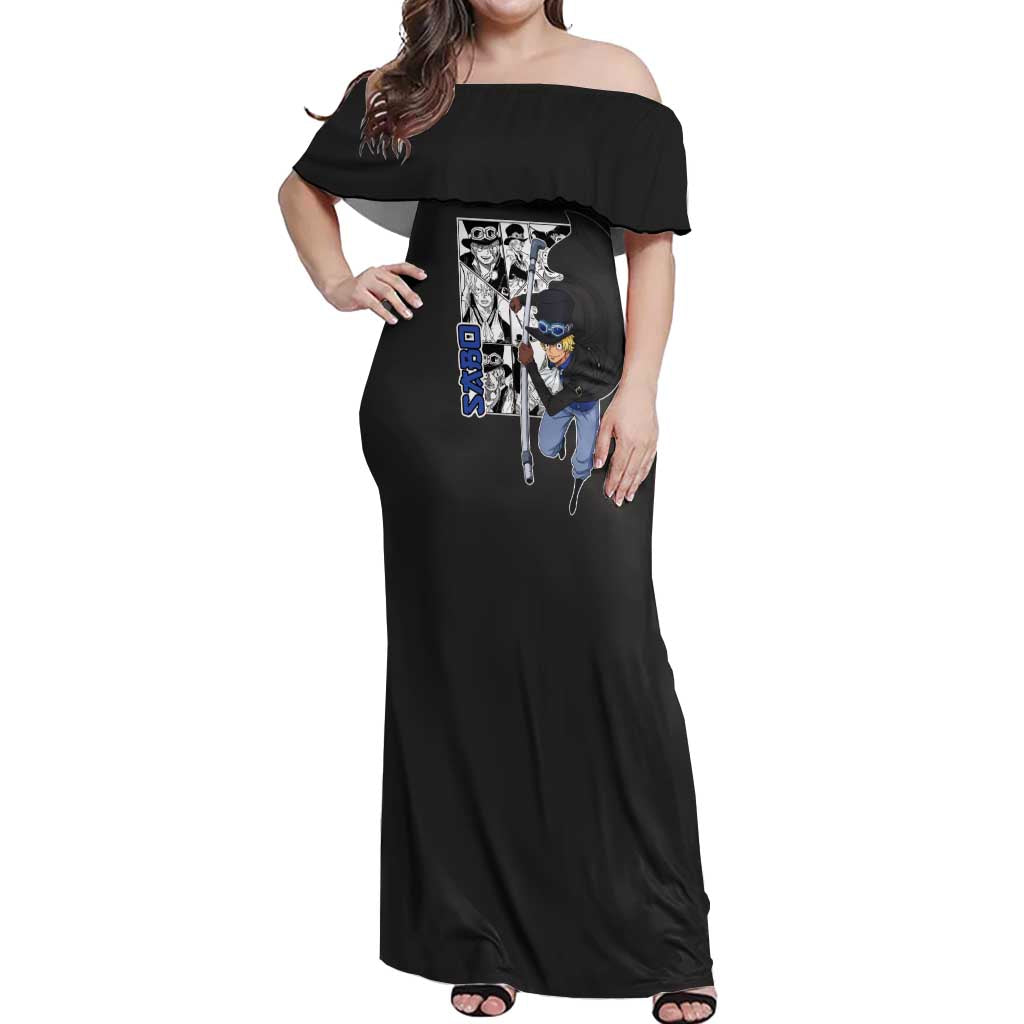 Sabo - One Piece Off Shoulder Maxi Dress Anime Mix Manga Style
