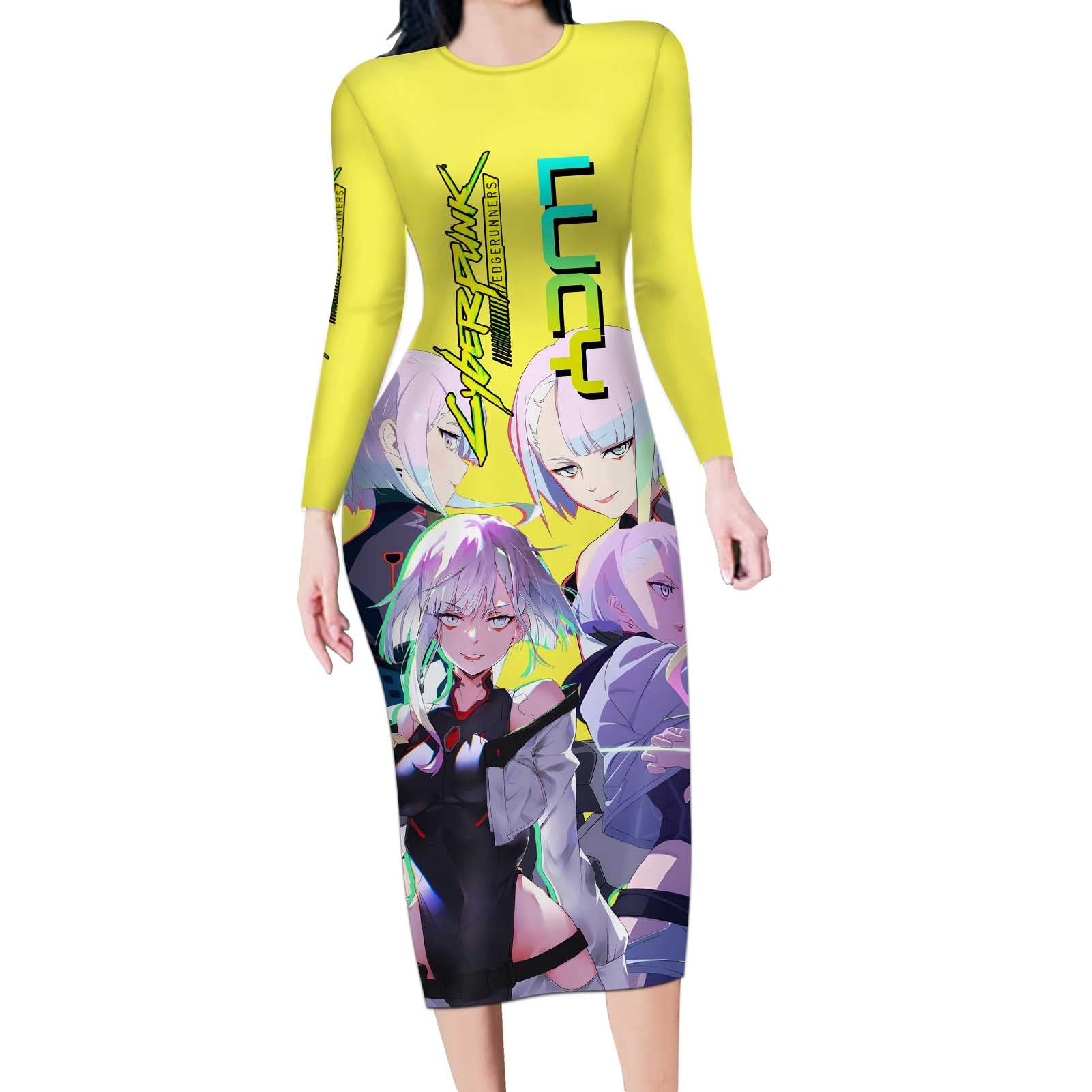 Lucy - CyperPunk Edgerunners Long Sleeve Bodycon Dress Anime Style