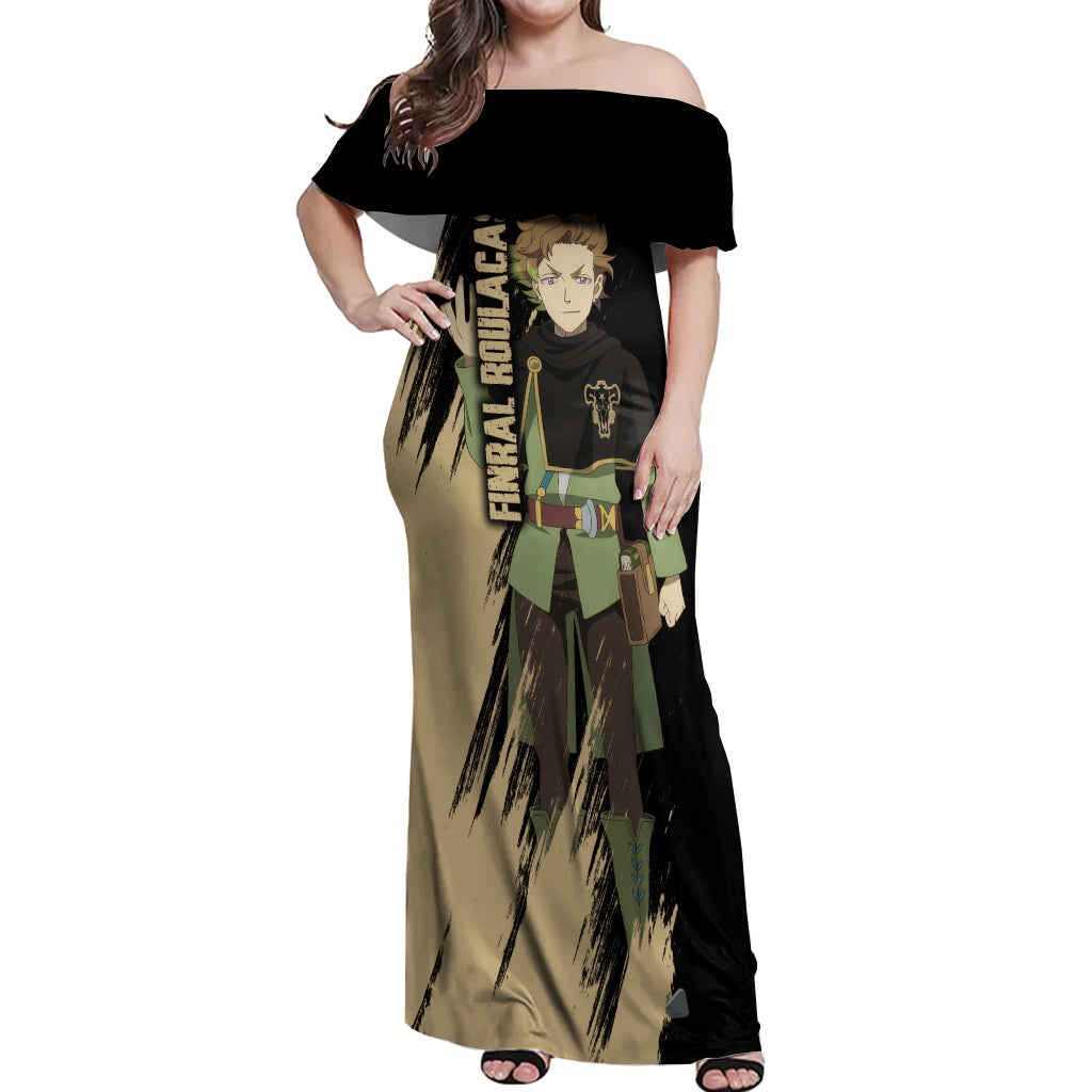 Black Bull Finral Roulacase Off Shoulder Maxi Dress Black Clover Anime