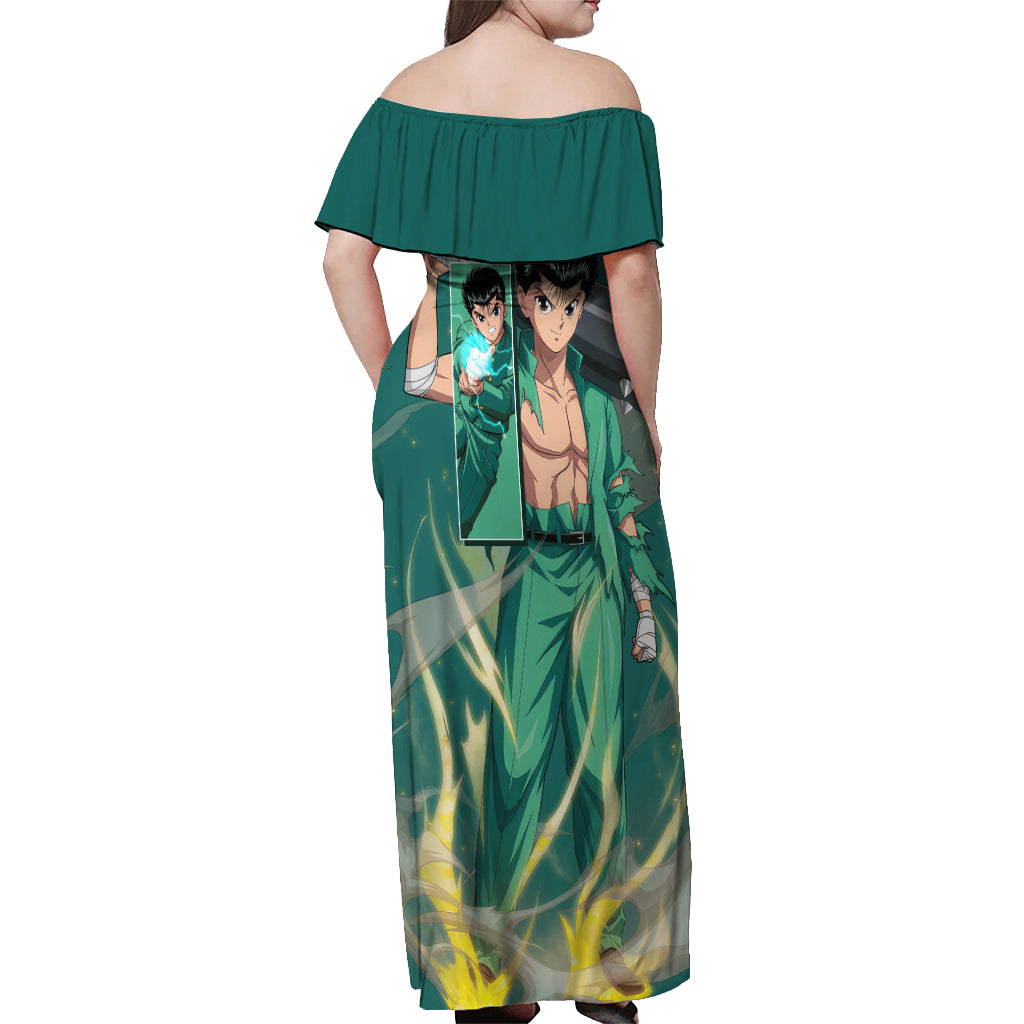 Yusuke Urameshi Off Shoulder Maxi Dress Yu Yu Hakusho Anime