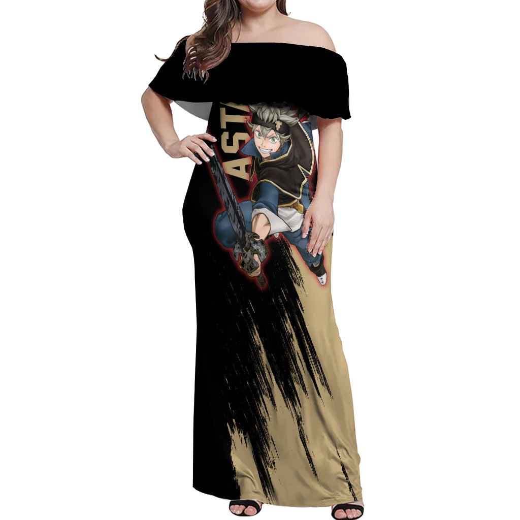 Black Bull Asta Off Shoulder Maxi Dress Black Clover Anime